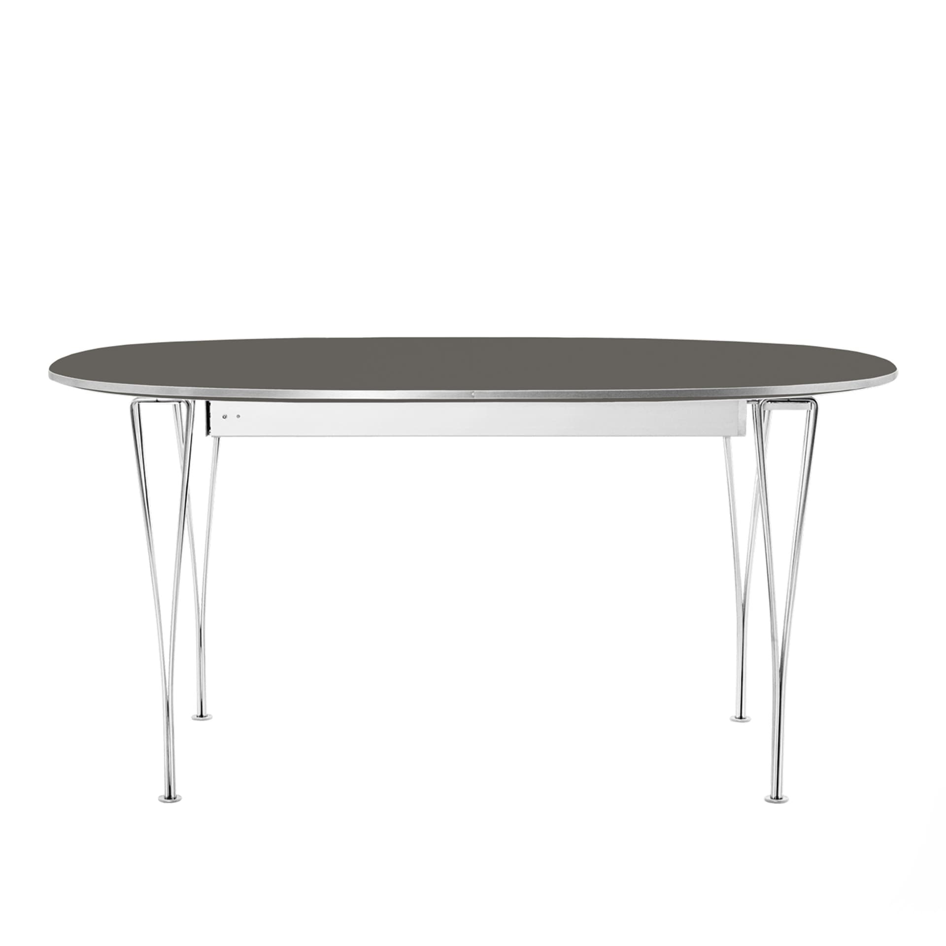 Fritz Hansen - B620 Superellips Pull-out, Laminate, Grey, Chrome - Spisebord - Arne Jacobsen,Bruno Mathsson,Piet Hein