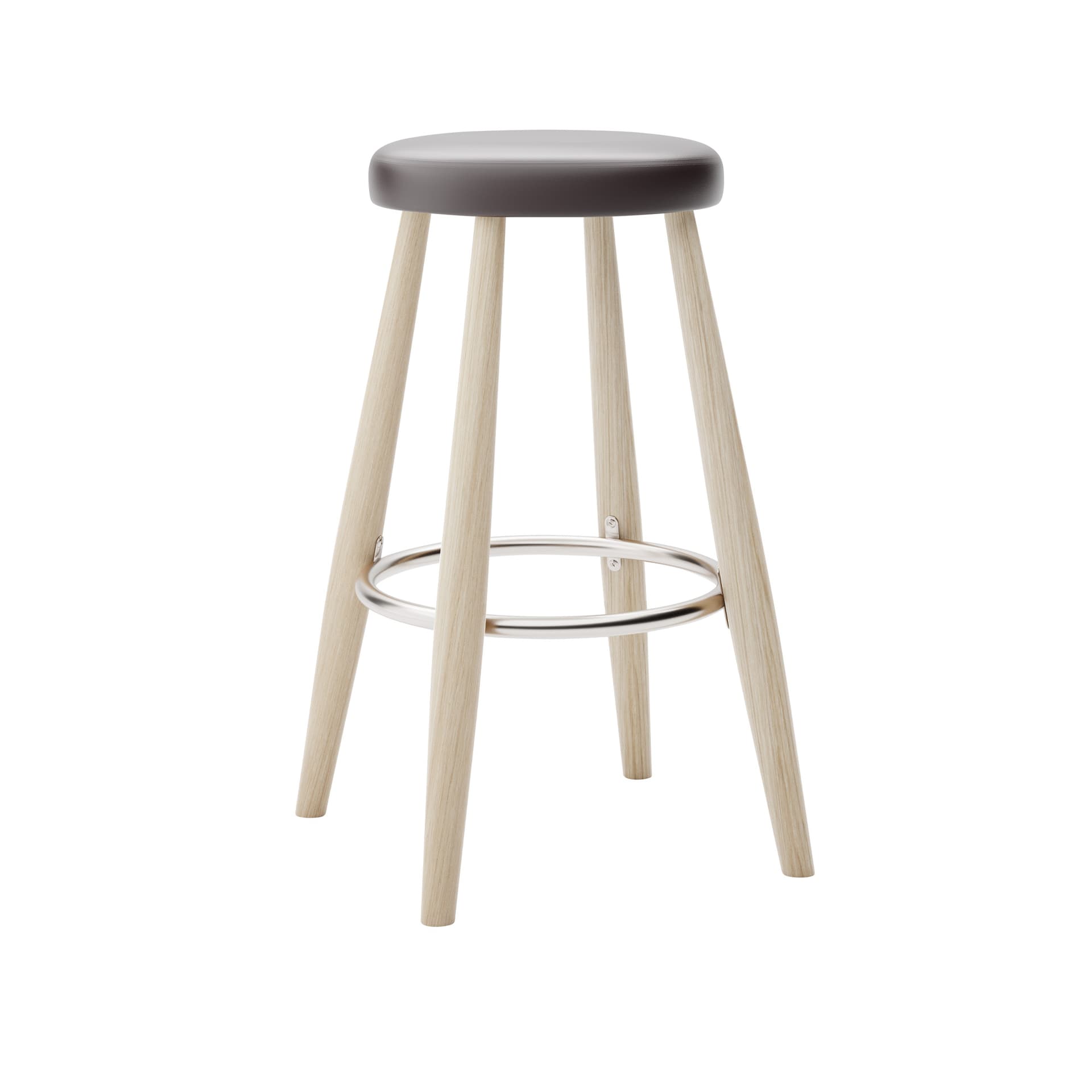 Carl Hansen - CH58 Low Stool, Tvålad Ek, Lädergrupp B Thor - 306 - Barstoler & barkrakker - Hans J. Wegner - Tre farget - Lær/Metall/Tre