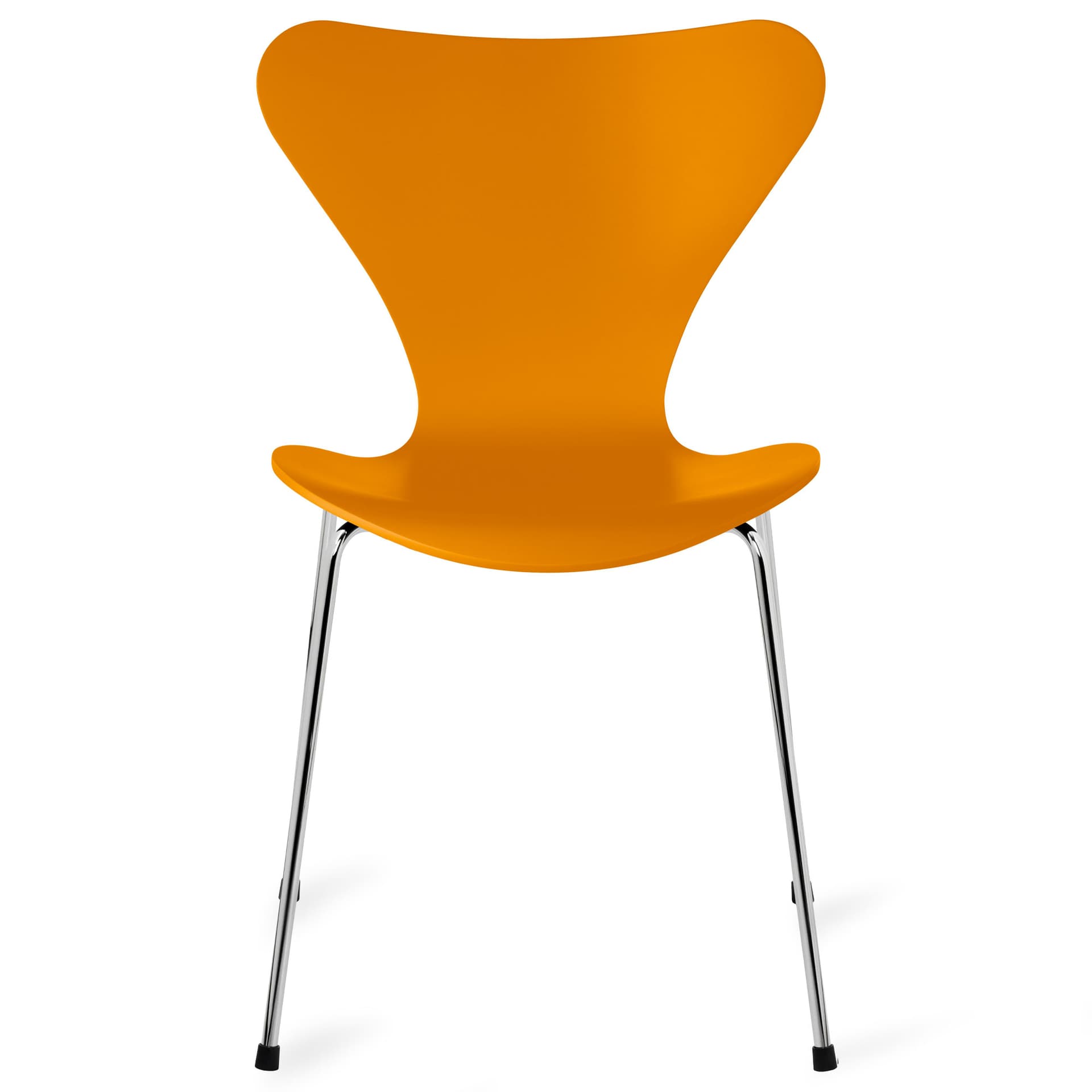 Fritz Hansen - Series 7 stol 3107 bøkfiner stålunderstell krom burnt yellow - Spisestoler - Arne Jacobsen - Gul - Metall/Tre