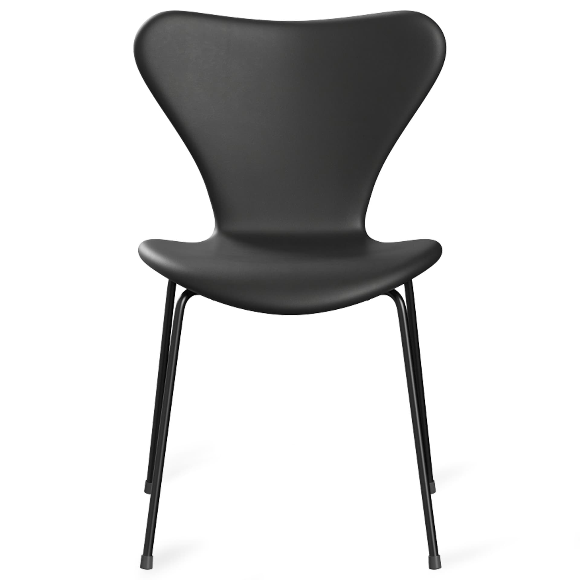Fritz Hansen - Series 7 stol 3107 heltrukket lær stålram krom essential black - Spisestoler - Arne Jacobsen - Svart - Lær/Metall/Tre