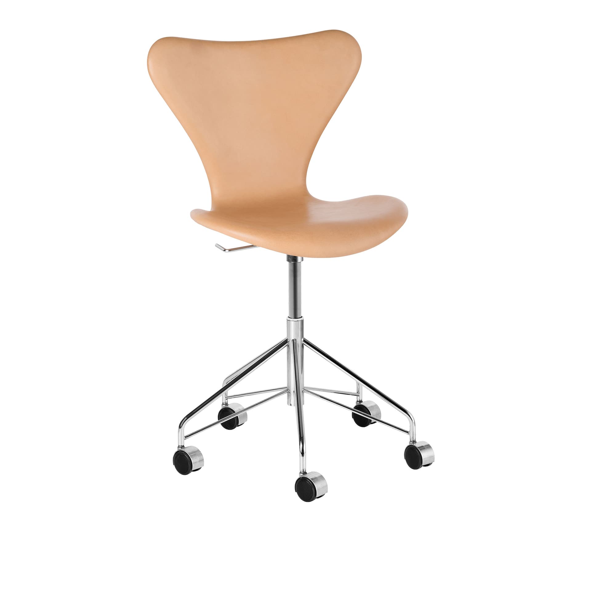 Fritz Hansen - 3117 Sjuan - Helklädd, Läder, Natural - Kontorstoler - Arne Jacobsen - Svart
