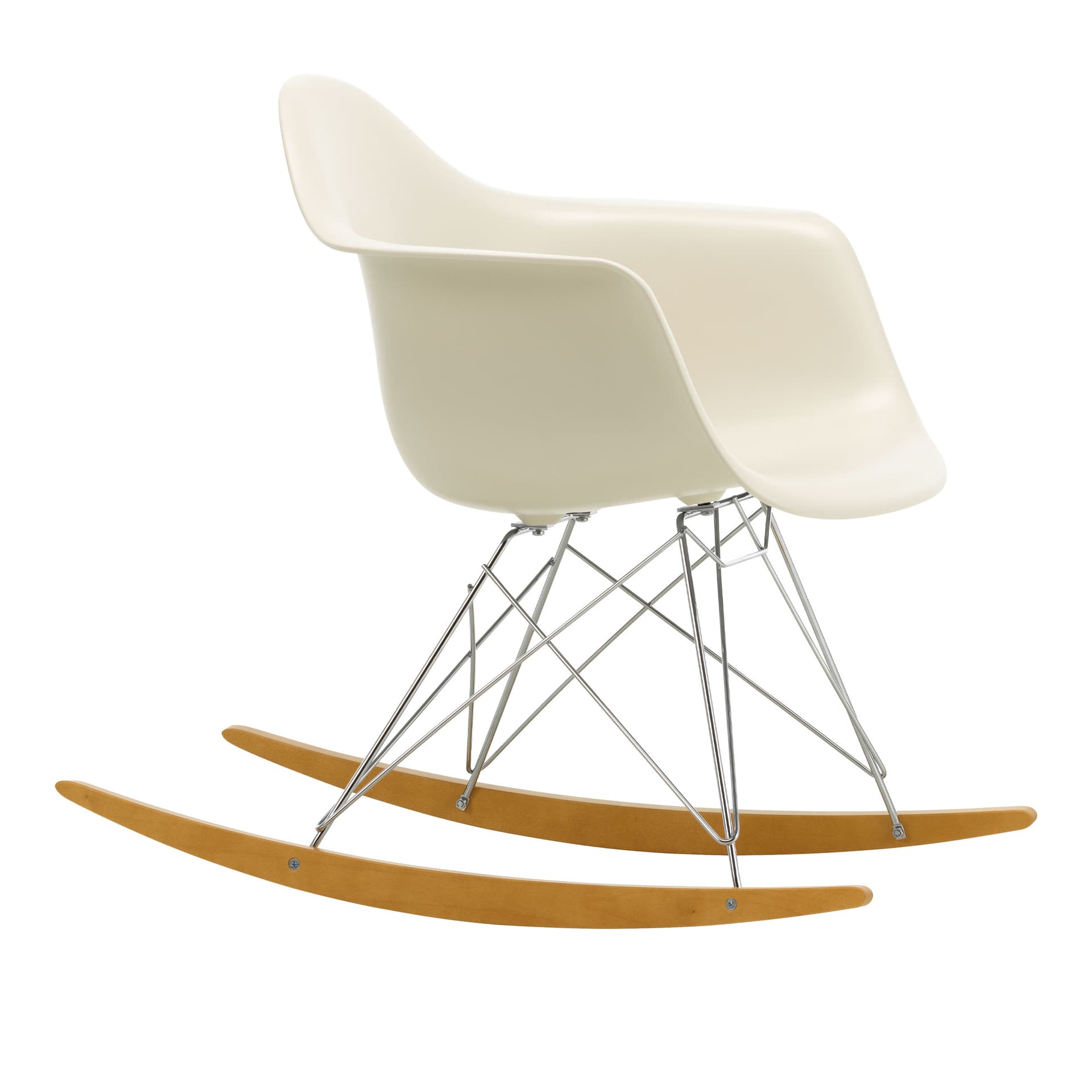 Vitra - Eames Plastic Armchair RAR - 11 Pebble - Chrome Base - Golden Maple - Lenestoler - Charles & Ray Eames - Hvit - Metall/Tre/Plast