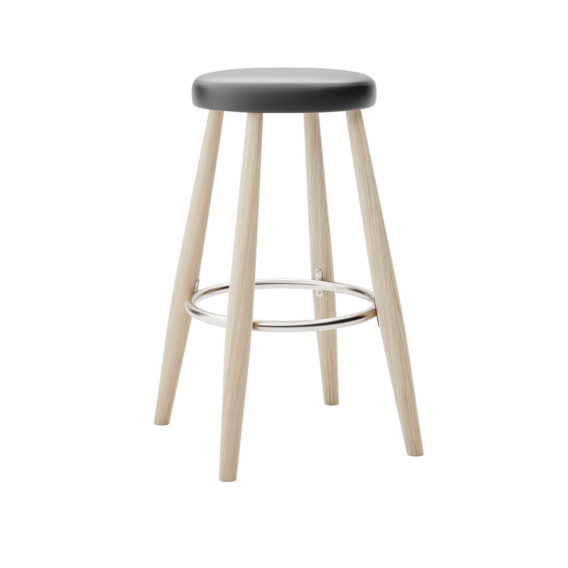 Carl Hansen - CH58 Low Stool, Tvålad Ek, Lädergrupp B Thor - 301 - Barstoler & barkrakker - Hans J. Wegner - Tre farget - Lær/Metall/Tre