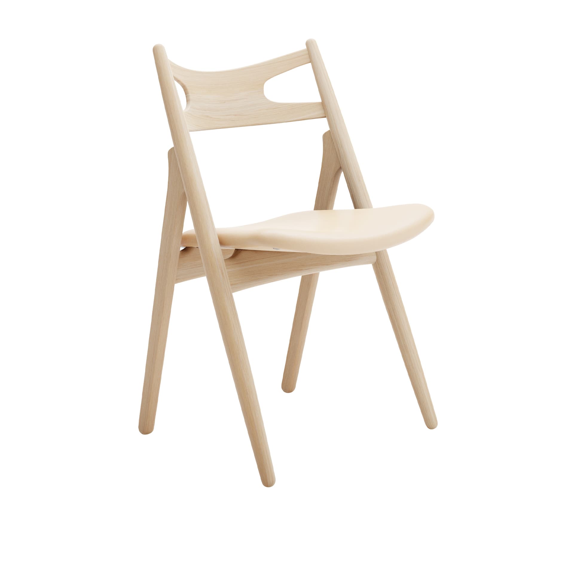 Carl Hansen - CH29P Sawbuck Chair, Vitoljad Ek, Lädergrupp C Sif - 90 - Spisestoler - Hans J. Wegner - Tre farget - Lær/Tre