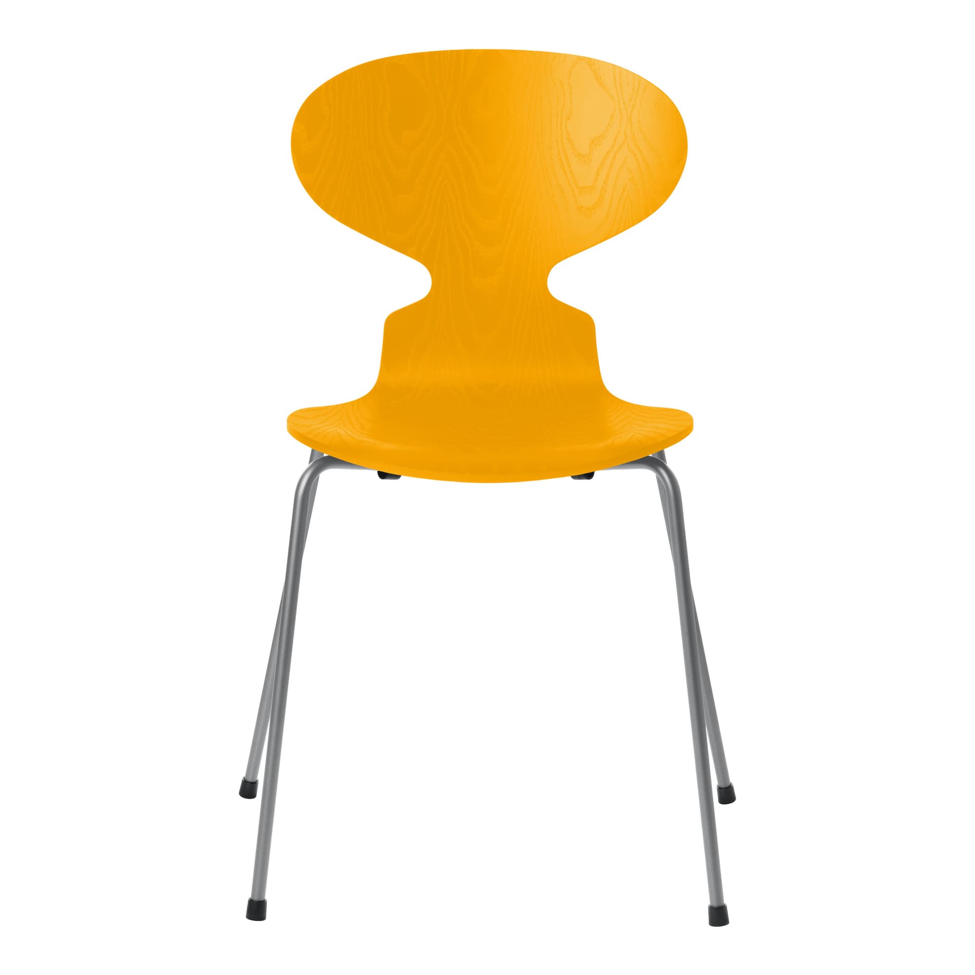 Fritz Hansen - Ant 3101 farget asketrefinér stålstativ sølvgrå true yellow - Spisestoler - Arne Jacobsen - Gul - Metall/Tre