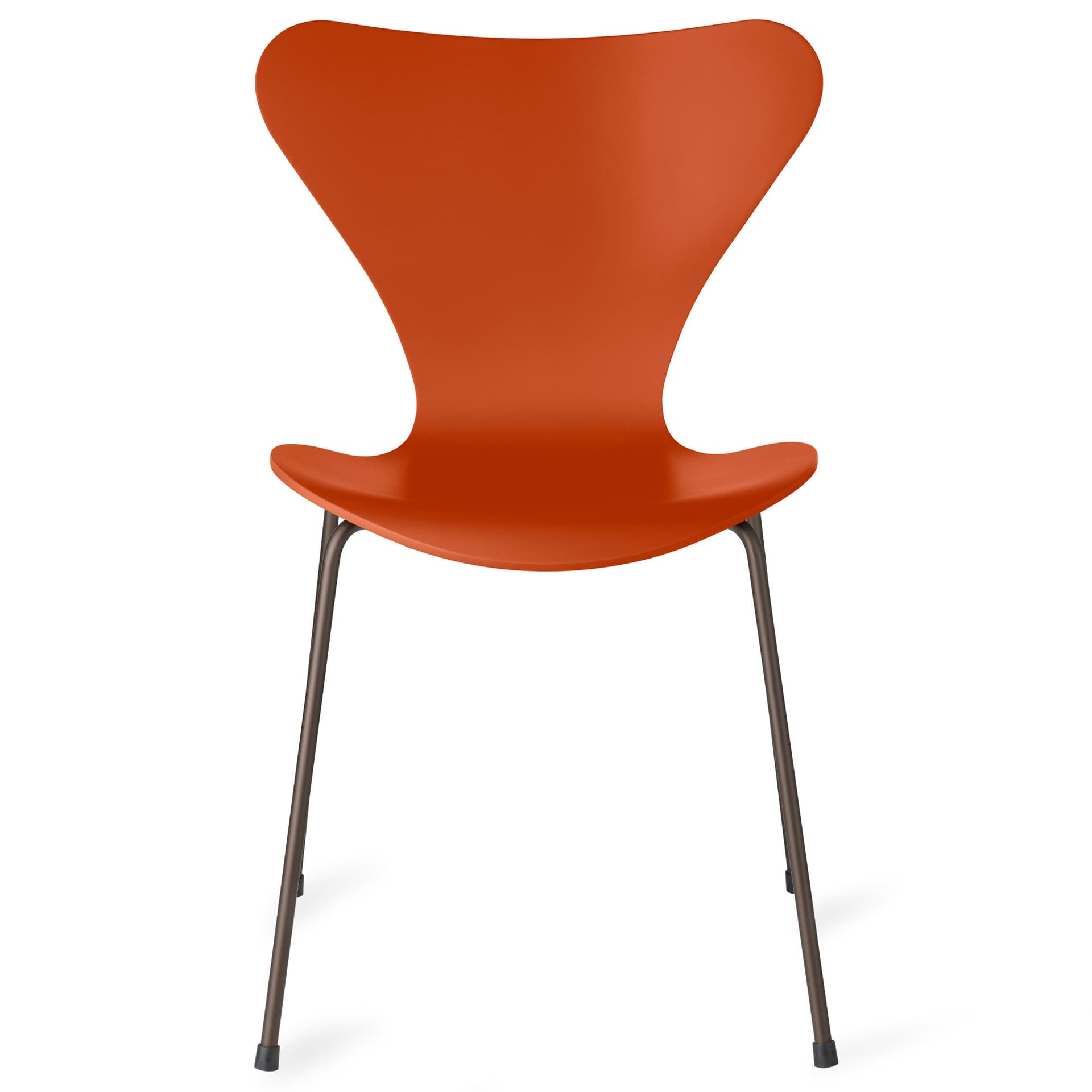 Fritz Hansen - Series 7 stol 3107 bøkfiner stålunderstell brun bronse paradise orange - Spisestoler - Arne Jacobsen - Oransje - Metall/Tre