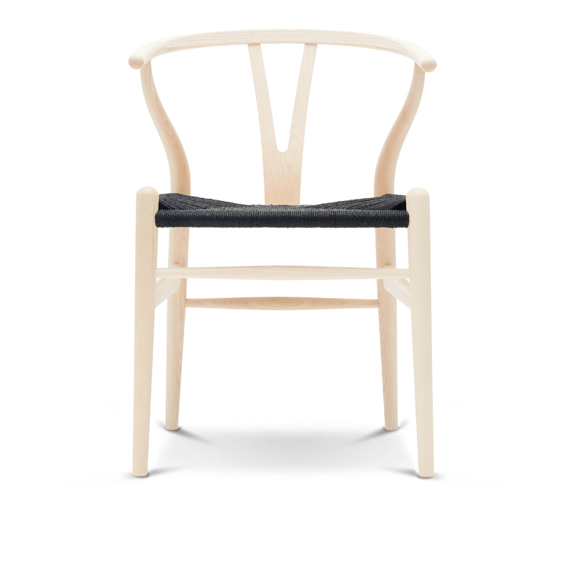 Carl Hansen - CH24 Y-Stolen, Tvålad Ask, Svartflätat papperssnöre - Spisestoler - Hans J. Wegner - Tre farget - Papir/Tre