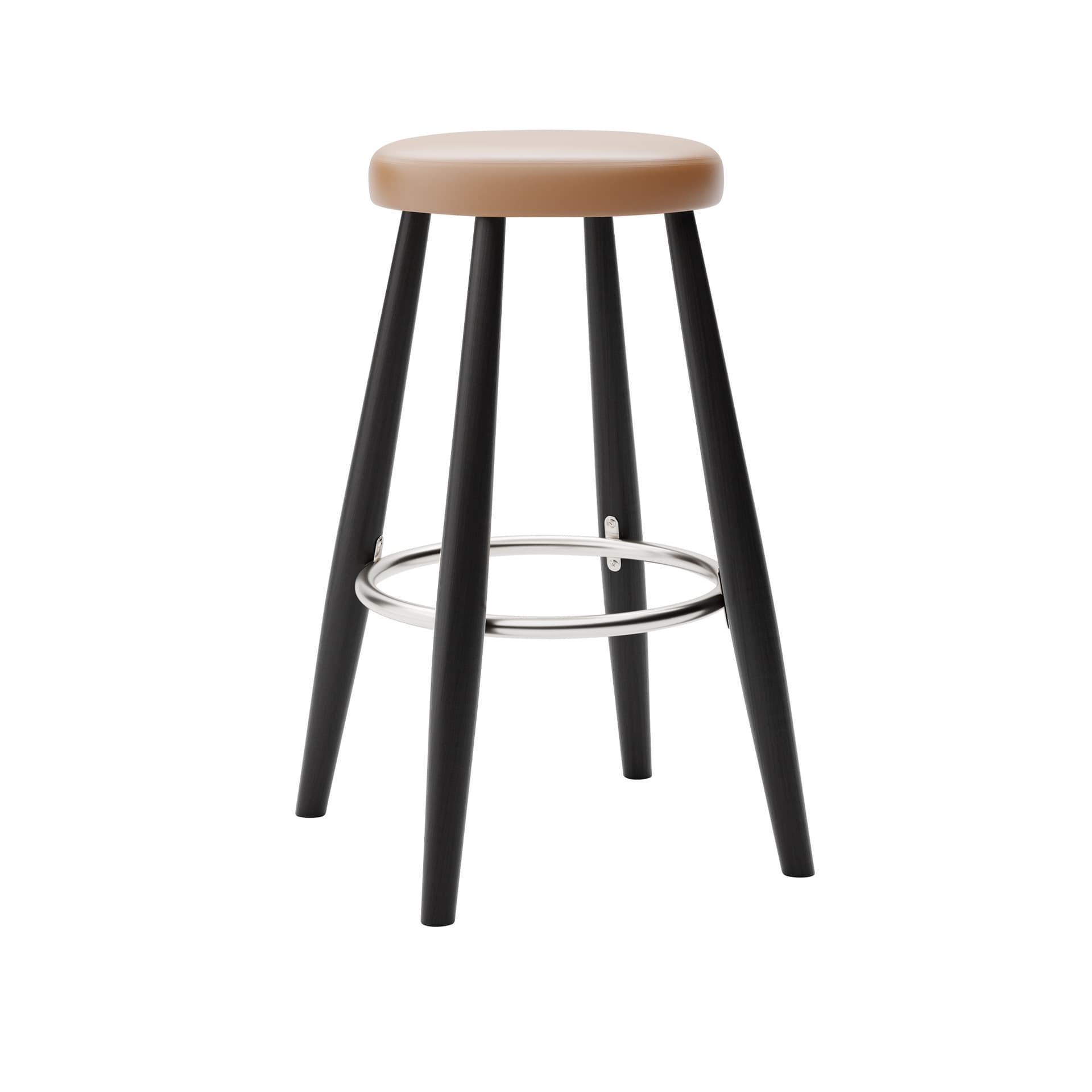 Carl Hansen - CH58 Low Stool, Svartlackad Ek, Lädergrupp B Thor - 307 - Barstoler & barkrakker - Hans J. Wegner - Svart - Lær/Metall/Tre