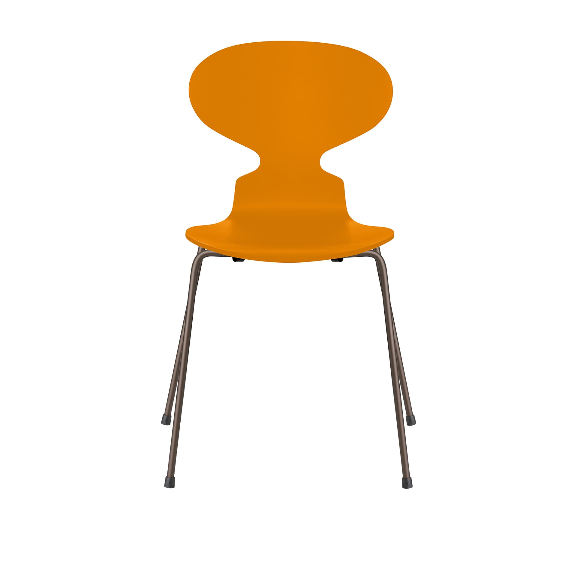 Fritz Hansen - Ant 3101 lakkert bøketrefinér stålstativ brun bronse burnt yellow - Spisestoler - Arne Jacobsen - Gul - Metall/Tre