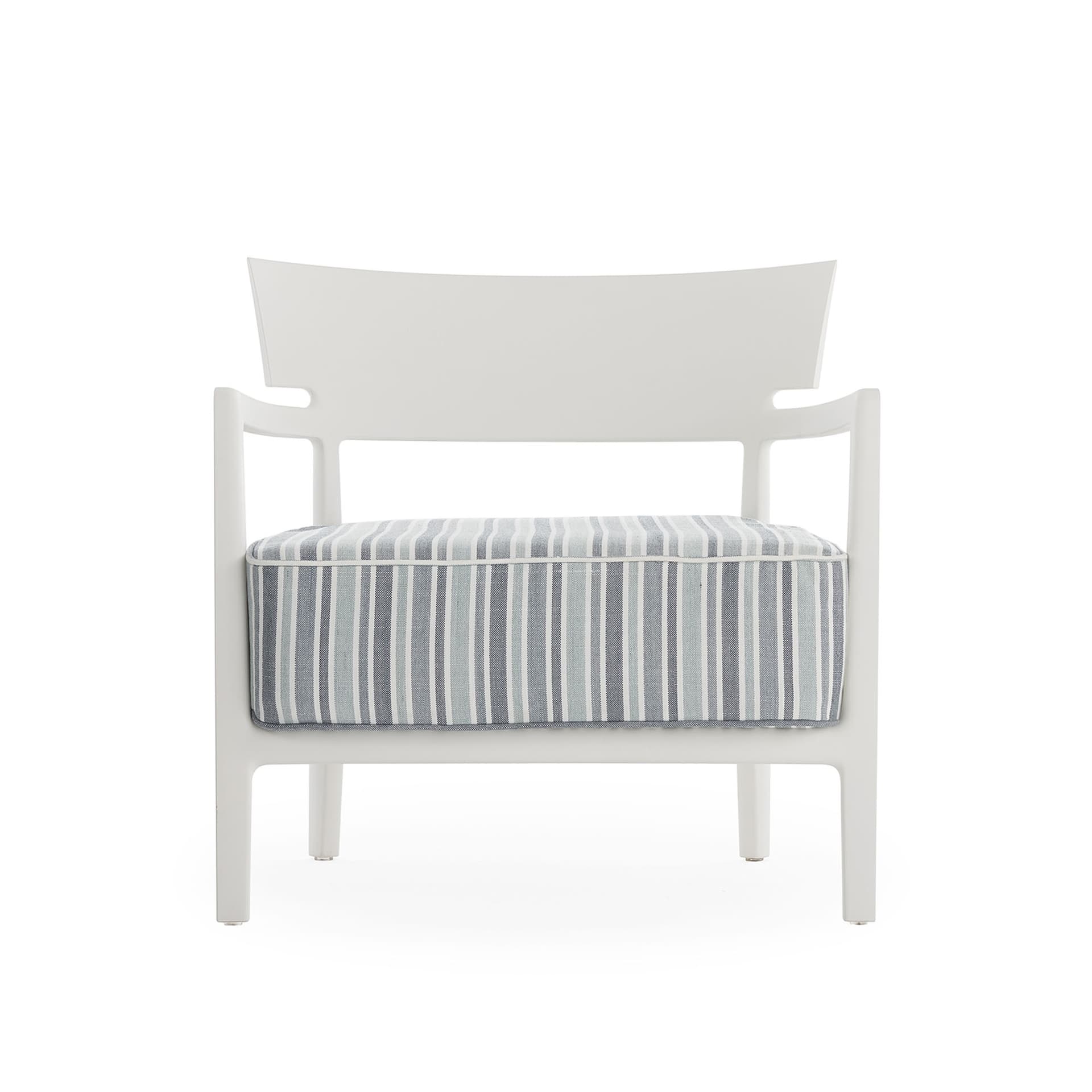 Kartell - Cara Mat Outdoor White/Green Stripes - Utendørs lenestoler - Philippe Starck - Grønn - Tekstilmateriale/Plast