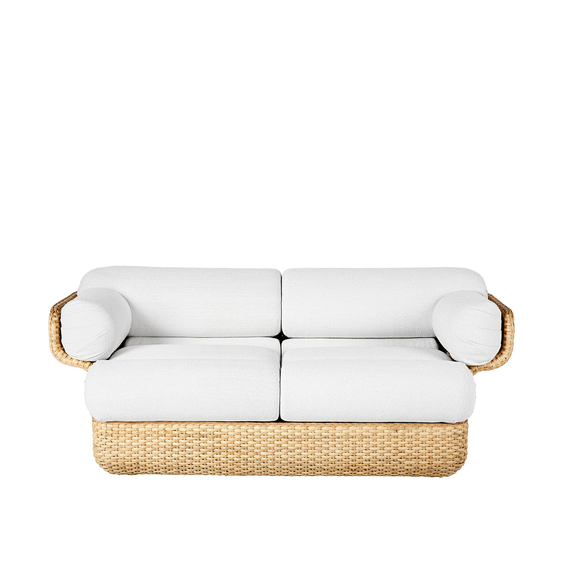 Gubi - Basket Sofa - Fully Upholstered, 2-seater Rattan Lorkey 40, Limonta - Sofaer - Joe Colombo - Hvit