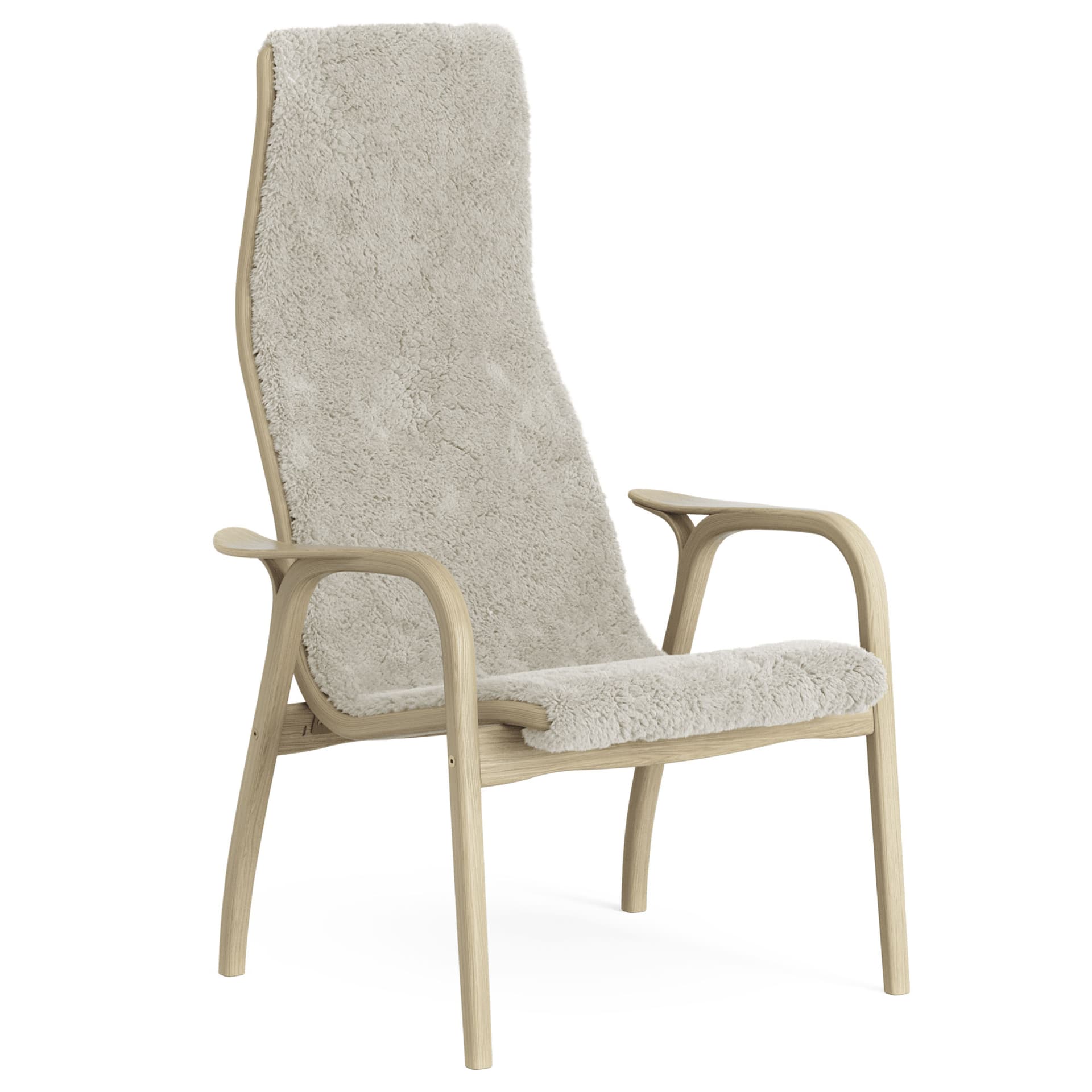 Swedese - Lamino fåtölj naturlackad ek/fårskinn moonlight - Lenestoler - Yngve Ekström - Beige - Tre/Ull