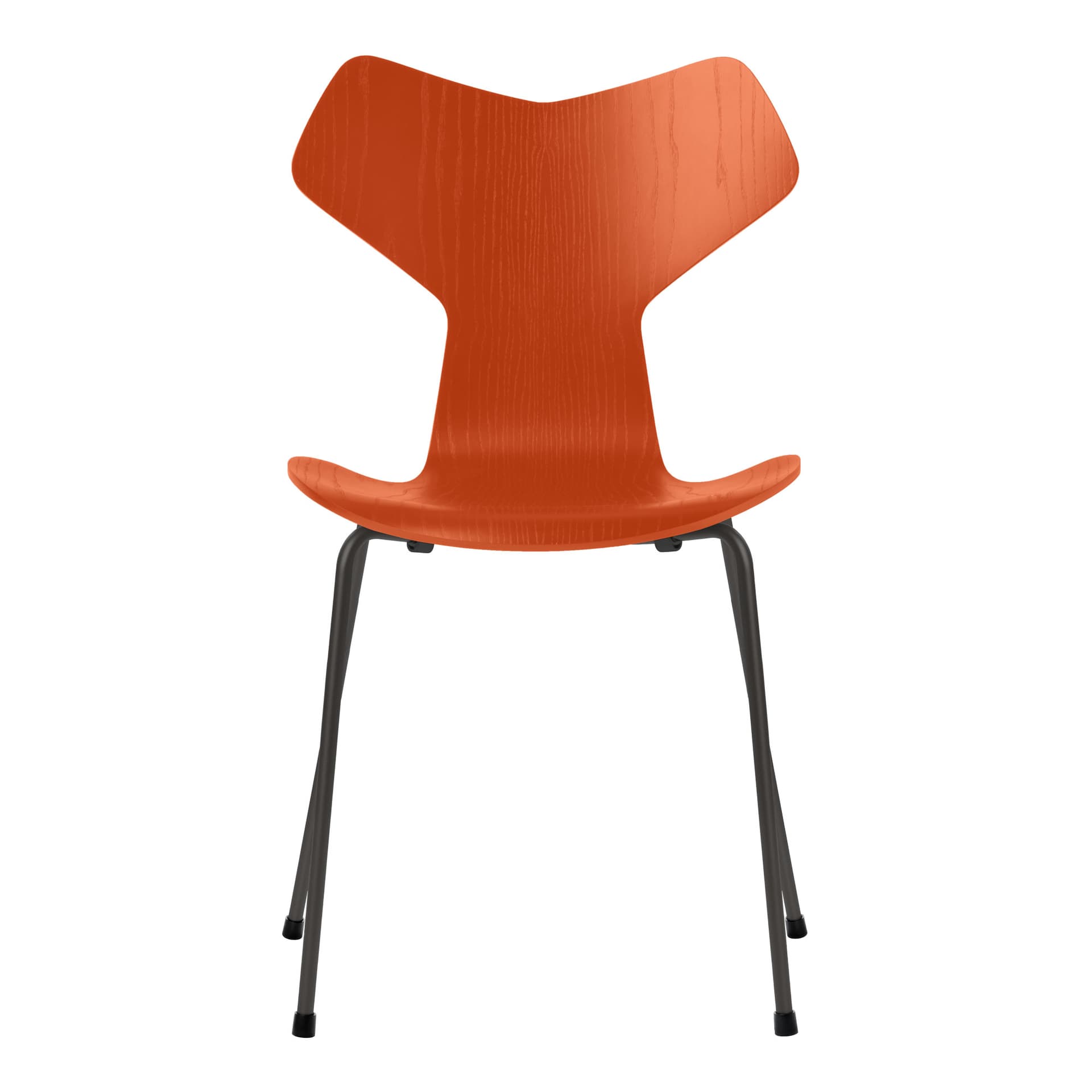 Fritz Hansen - Grand Prix 3130 Paradise Orange Färgad Ask/Warm Graphite - Spisestoler - Arne Jacobsen - Rød - Metall/Tre