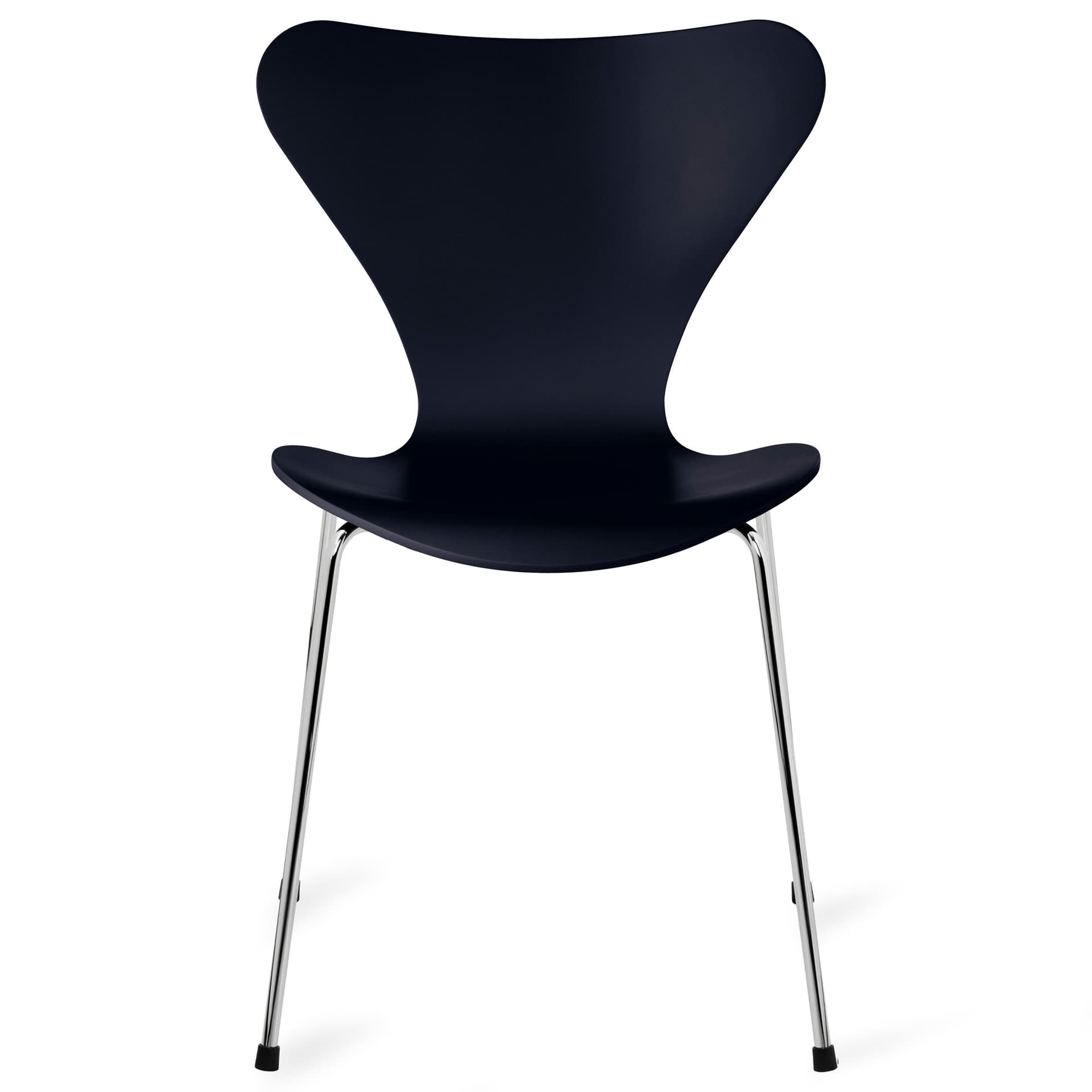 Fritz Hansen - Series 7 stol 3107 bøkfiner stålunderstell krom midnight blue - Spisestoler - Arne Jacobsen - Blå - Metall/Tre