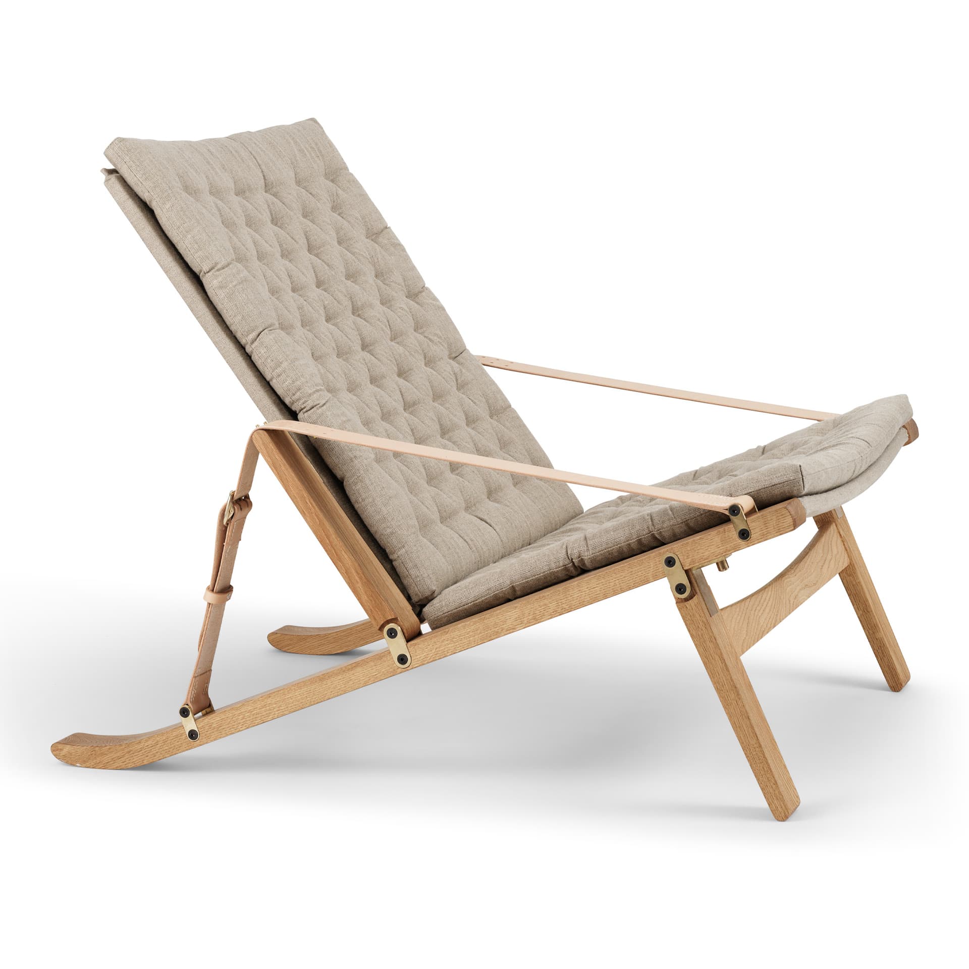 Carl Hansen - FK11, Plico Chair, Oiled Oak, Fabric Cat. 1 Natural Canvas - Lenestoler - Jørgen Kastholm,Preben Juul Fabricius - Beige - Lær/Metall/Tre/Tekstilmateriale/Skum