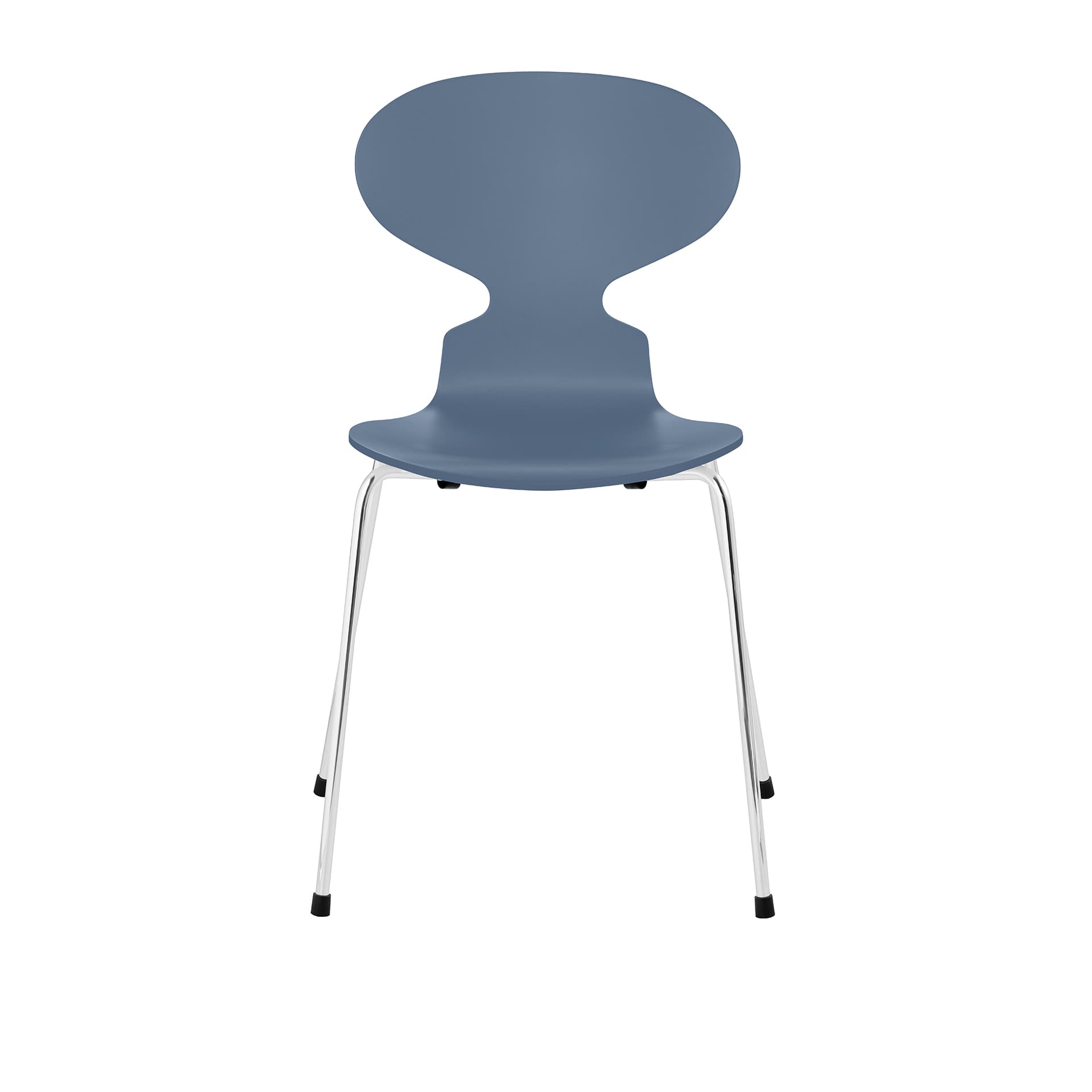 Fritz Hansen - Ant 3101 lakkert bøketrefinér stålstativ krom dusk blue - Spisestoler - Arne Jacobsen - Blå - Metall/Tre