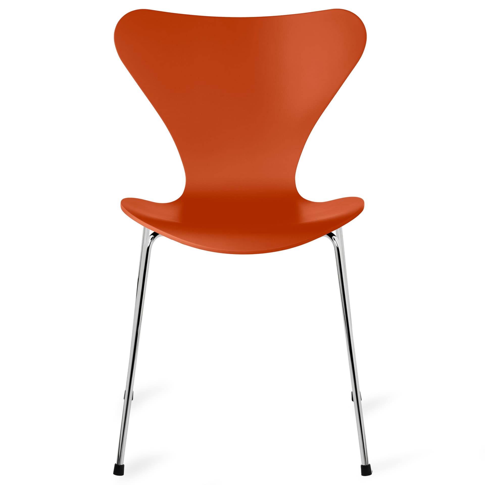 Fritz Hansen - Series 7 stol 3107 bøkfiner stålunderstell krom paradise orange - Spisestoler - Arne Jacobsen - Oransje - Metall/Tre
