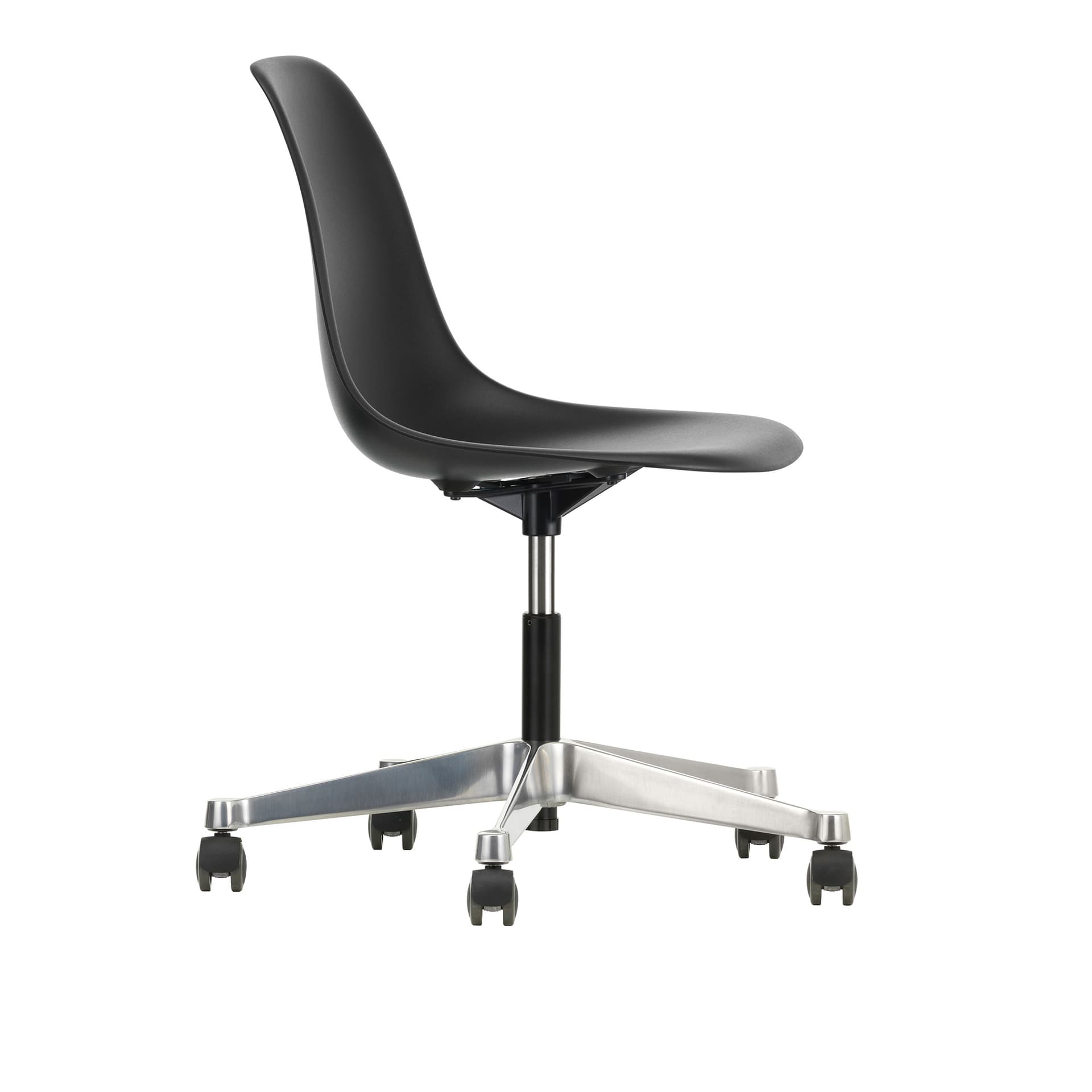 Vitra - Eames Plastic Chair PSCC - 12 Deep Black - Castors Soft - Kontorstoler - Charles & Ray Eames - Svart