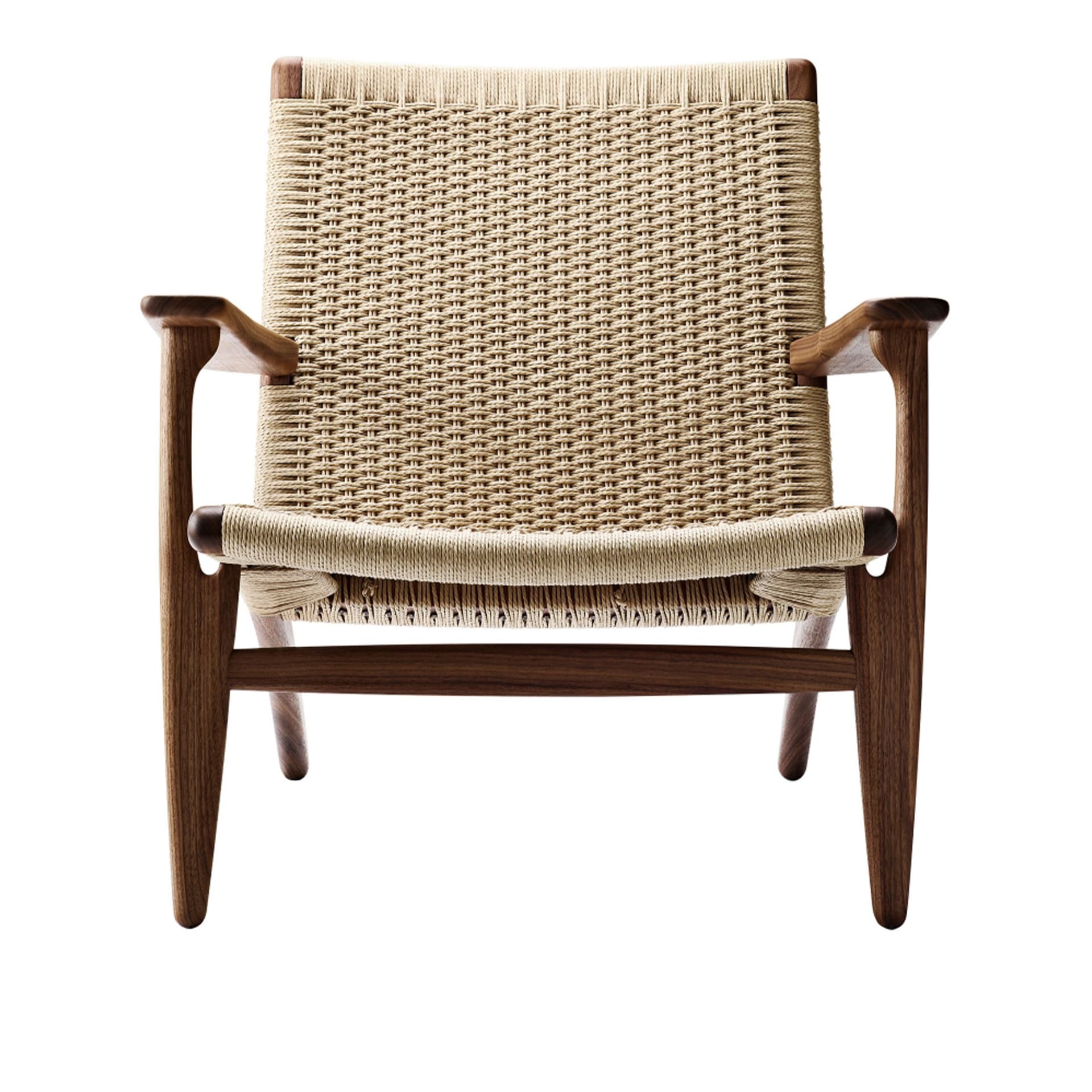 Carl Hansen - CH25, Klarlackad Valnöt, Naturflätat papperssnöre - Lenestoler - Hans J. Wegner - Tre farget - Naturlig materiale/Tre