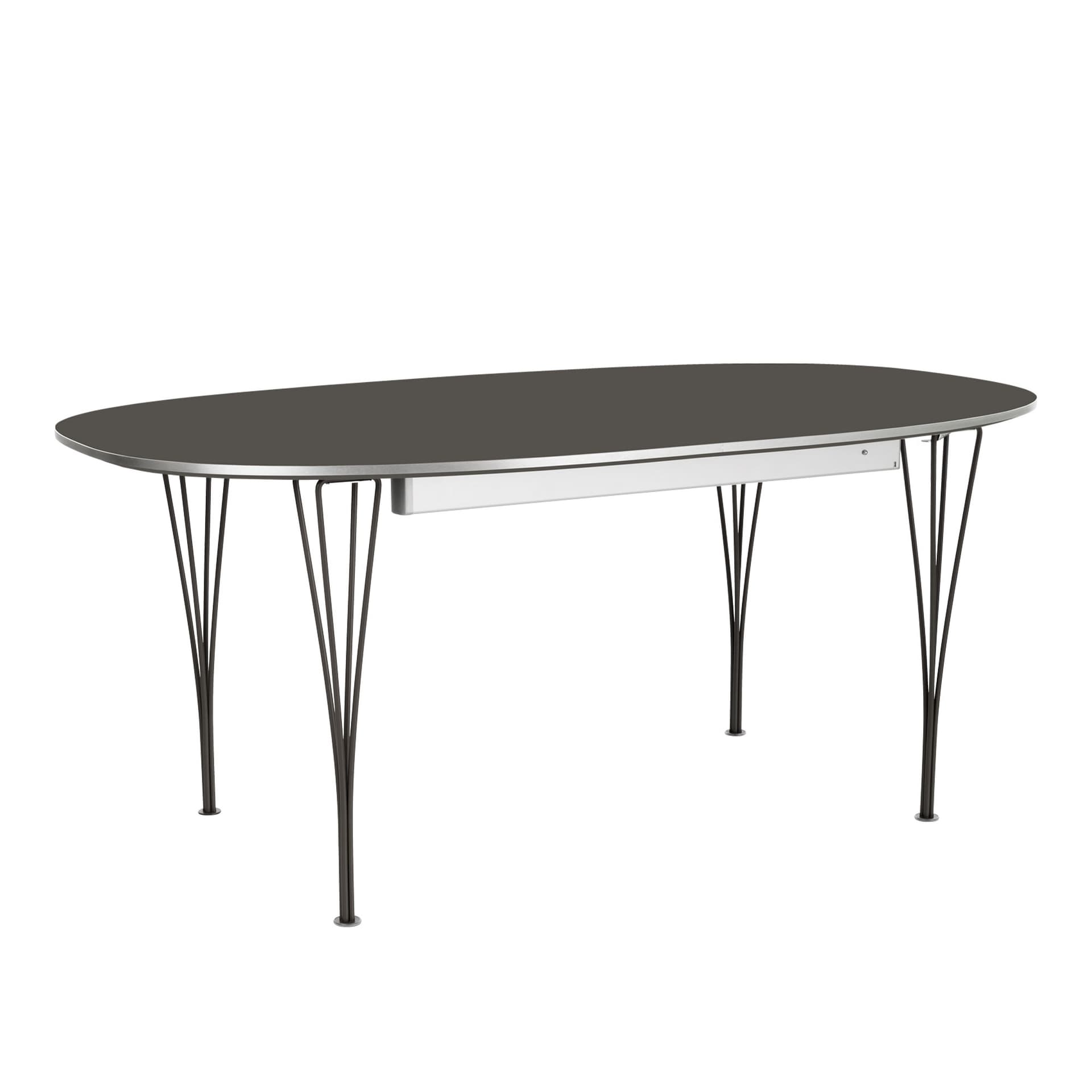 Fritz Hansen - Superellips Utdragbart B620 – 170–270x100 cm Grey Bromo/Black - Spisebord - Arne Jacobsen,Bruno Mathsson,Piet Hein - Grå - Metall/Tre