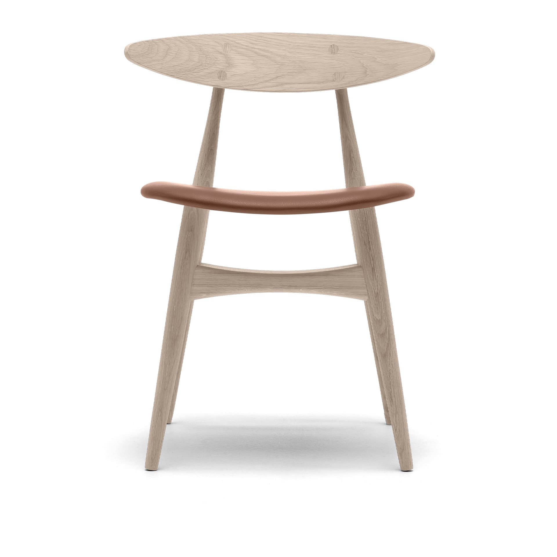 Carl Hansen - CH33P - Klädd sits, Tvålad Ek, Lädergrupp B Thor - 325 - Spisestoler - Hans J. Wegner - Tre farget - Tre