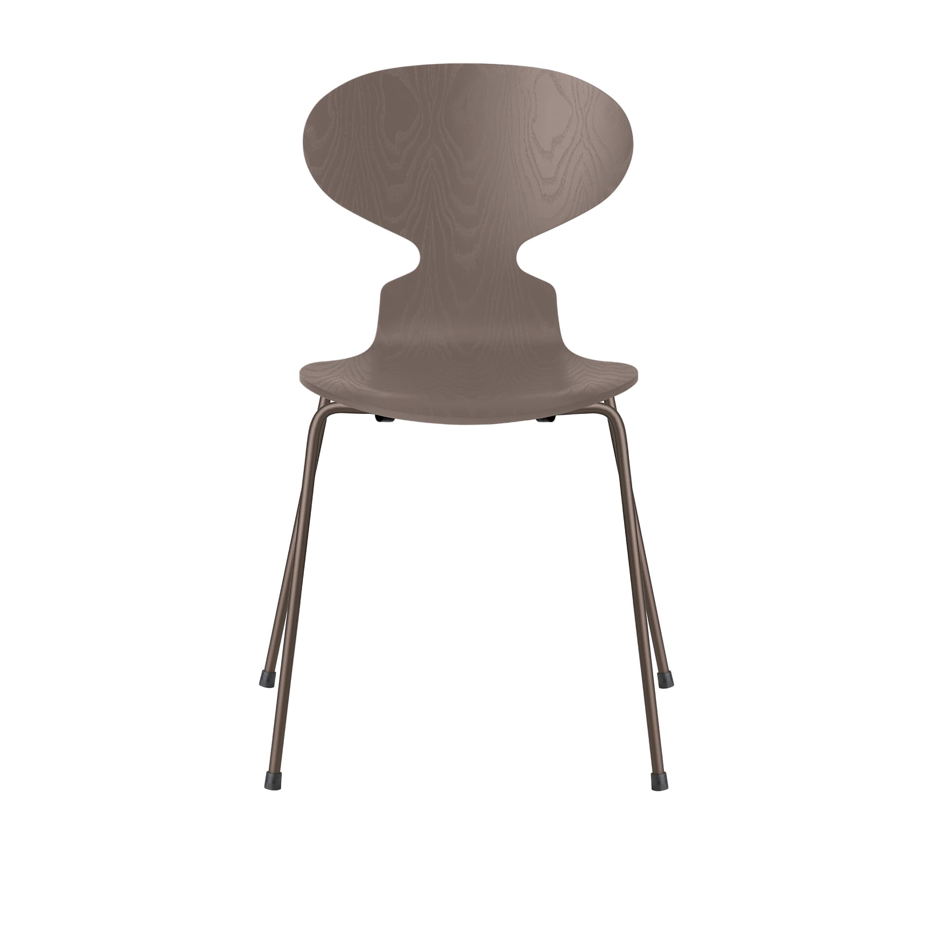 Fritz Hansen - Ant 3101 farget asketrefinér stålstativ brun bronse deep clay - Spisestoler - Arne Jacobsen - Grå - Metall/Tre