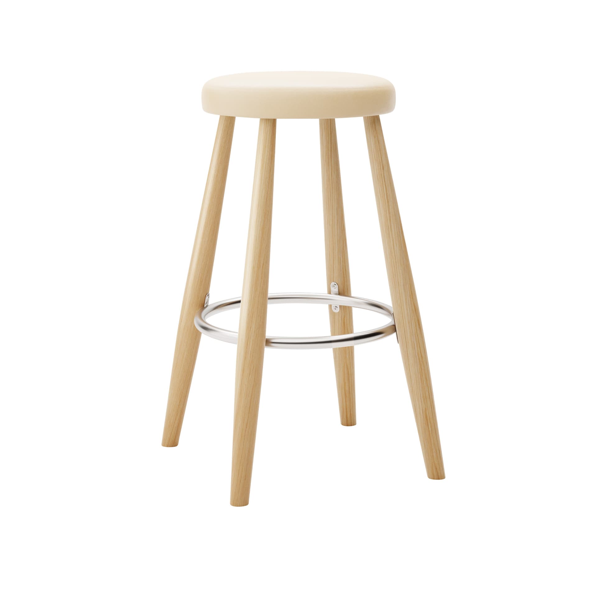Carl Hansen - CH58 Low Stool, Klarlackad Ek, Lädergrupp C Sif - 90 - Barstoler & barkrakker - Hans J. Wegner - Tre farget - Lær/Metall/Tre