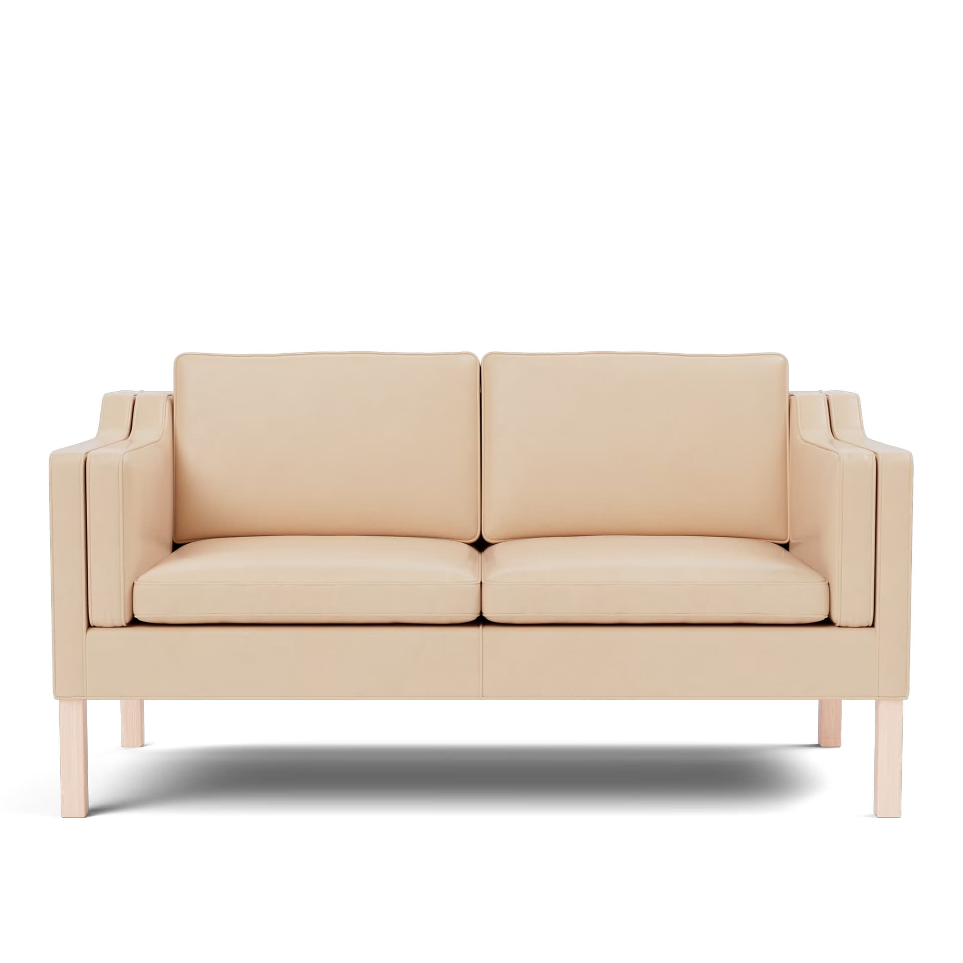Fredericia Furniture - BM 2212 Sofa - 2 seater - 158 cm - Oak soap - Leather Vegeta 90 - Natural - Sofaer - Børge Mogensen - Beige - Lær