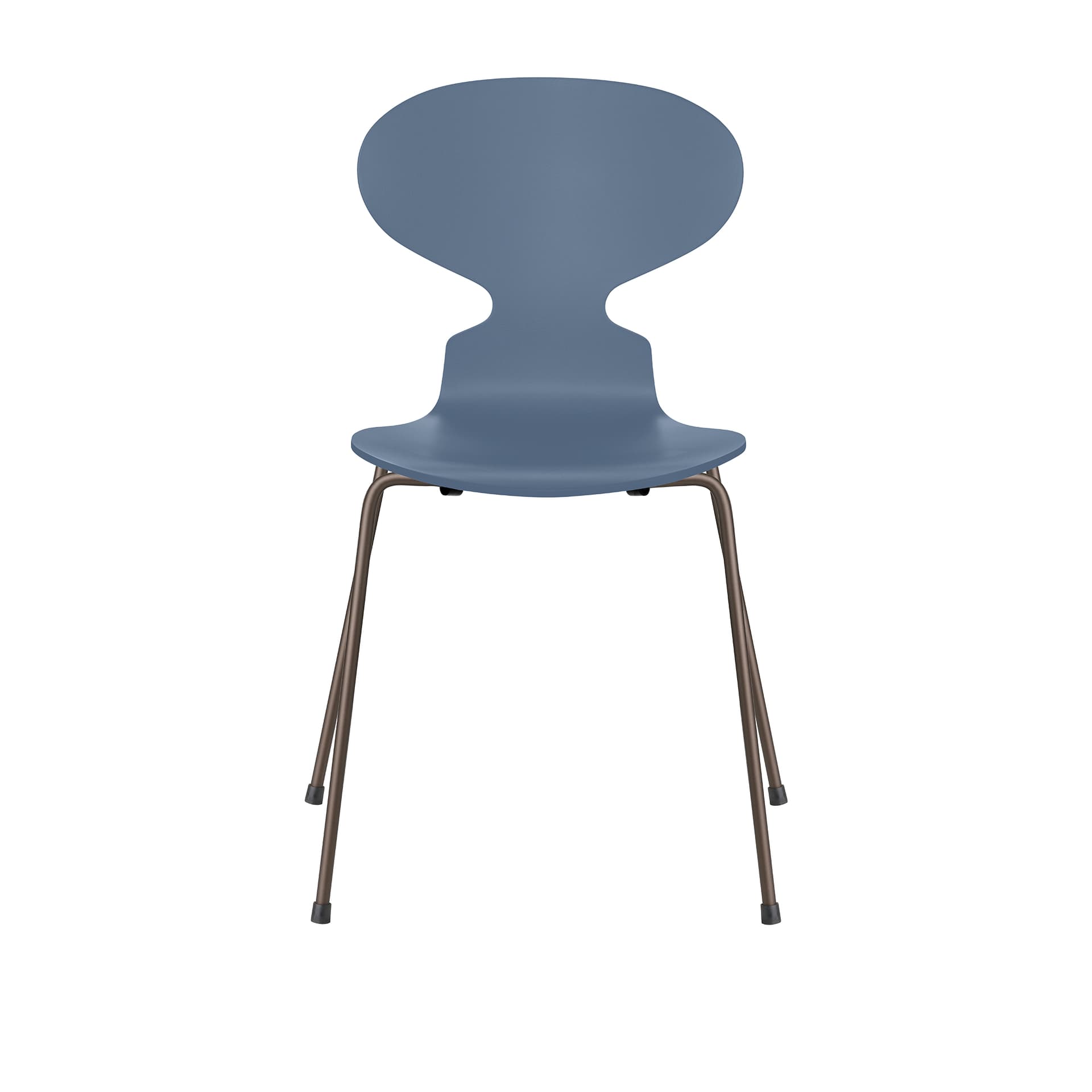 Fritz Hansen - Ant 3101 lakkert bøketrefinér stålstativ brun bronse dusk blue - Spisestoler - Arne Jacobsen - Blå - Metall/Tre