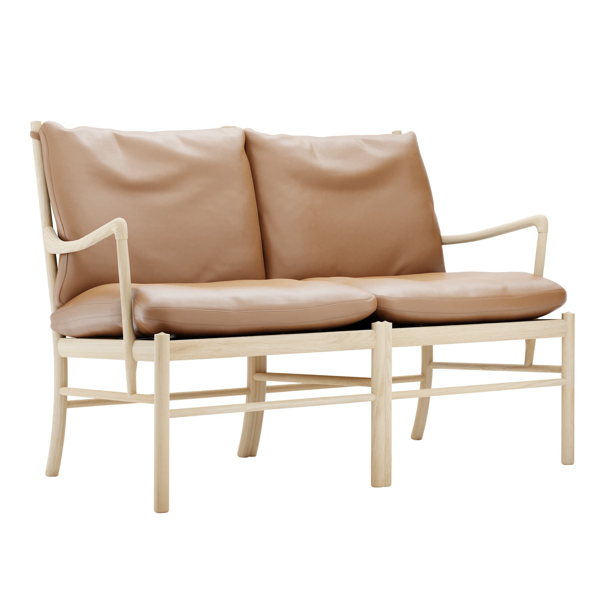 Carl Hansen - OW149-2 - Colonial Sofa, Tvålad Ek, Lädergrupp C Sif - 95 - Sofaer - Ole Wanscher - Brun