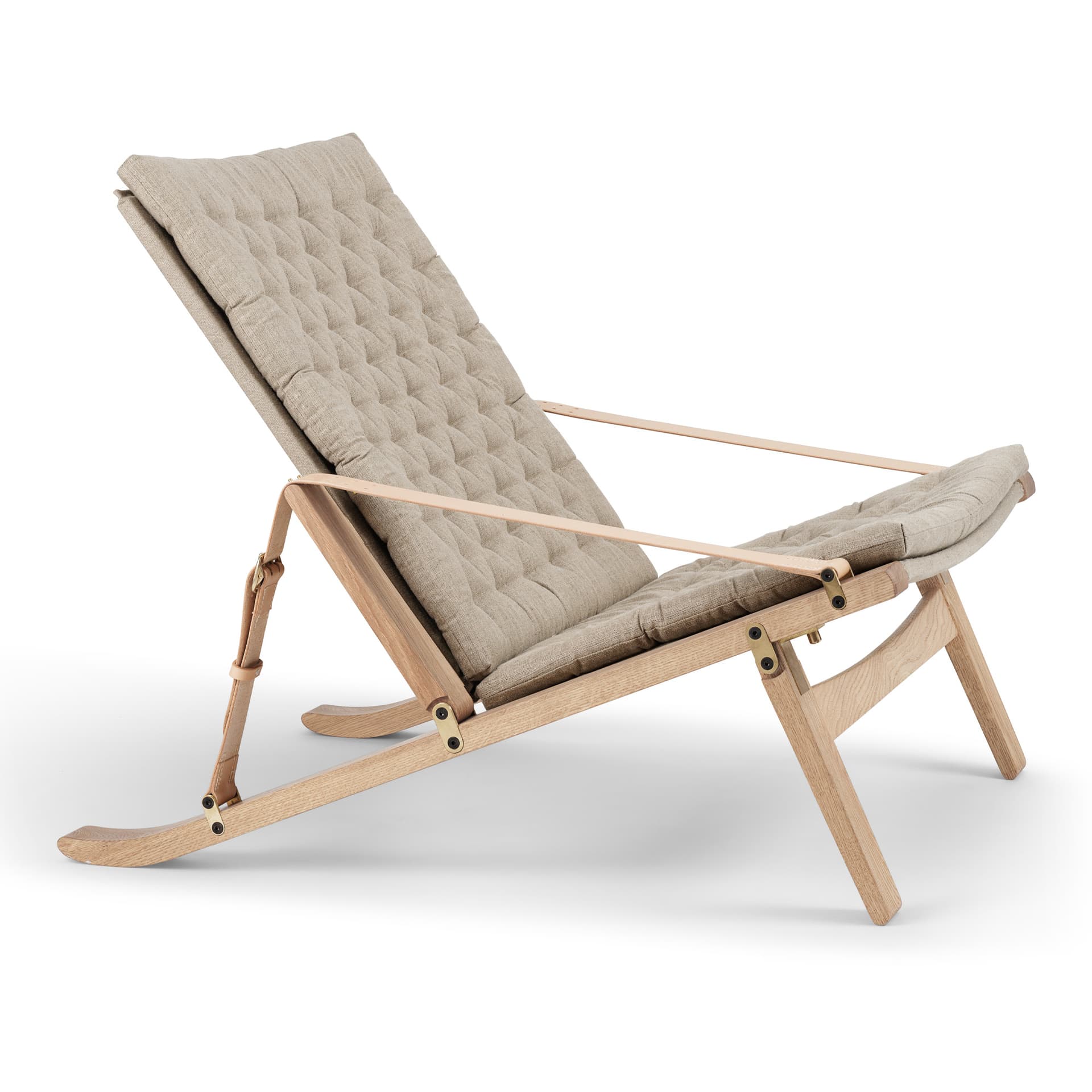 Carl Hansen - FK11, Plico Chair, White Oiled Oak, Fabric Cat. 1 Natural Canvas - Lenestoler - Jørgen Kastholm,Preben Juul Fabricius - Beige - Tre/Skum/Ull
