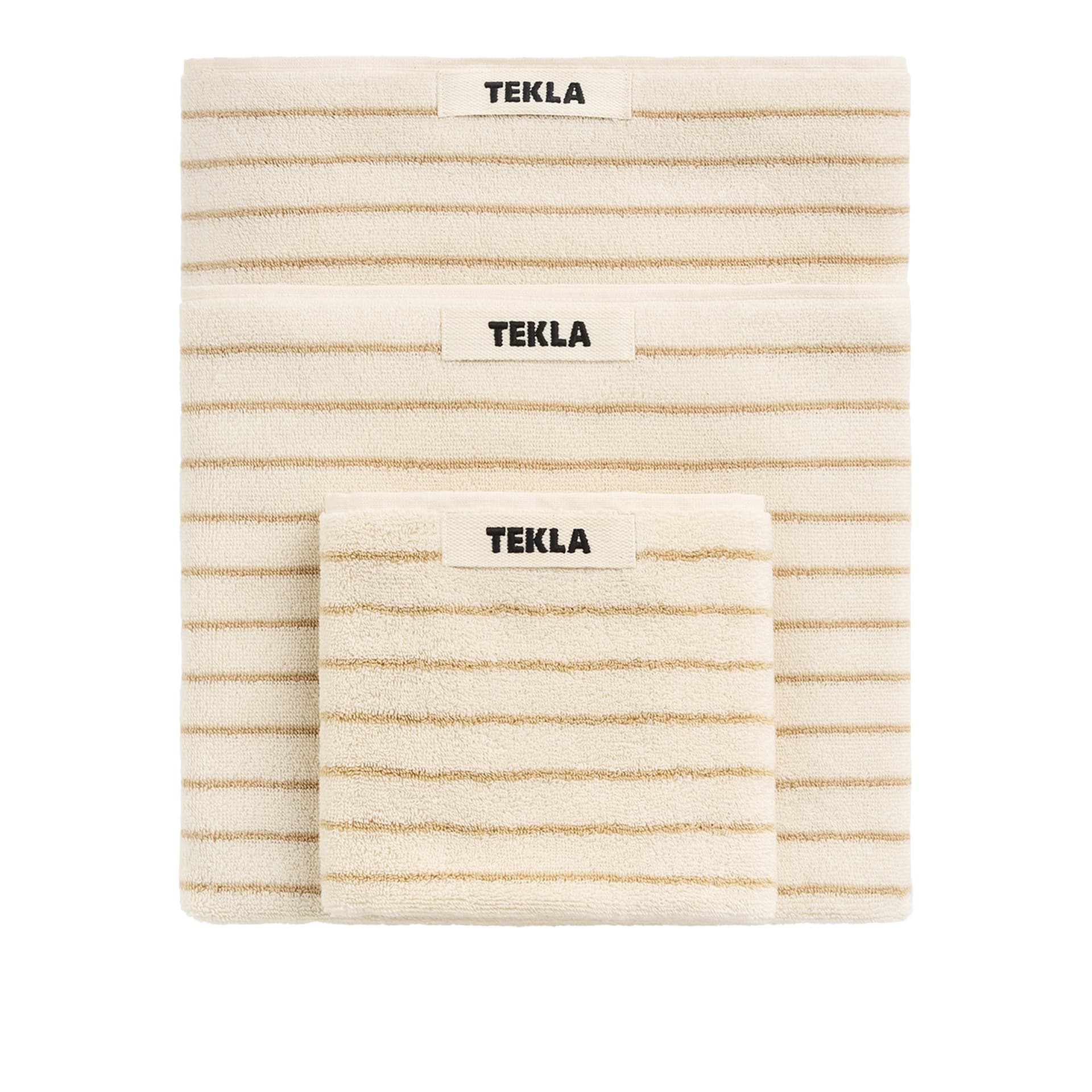 Tekla - Bath Towel 70x140, Sienna Stripes - Håndklær og badehåndklær - Beige,Hvit