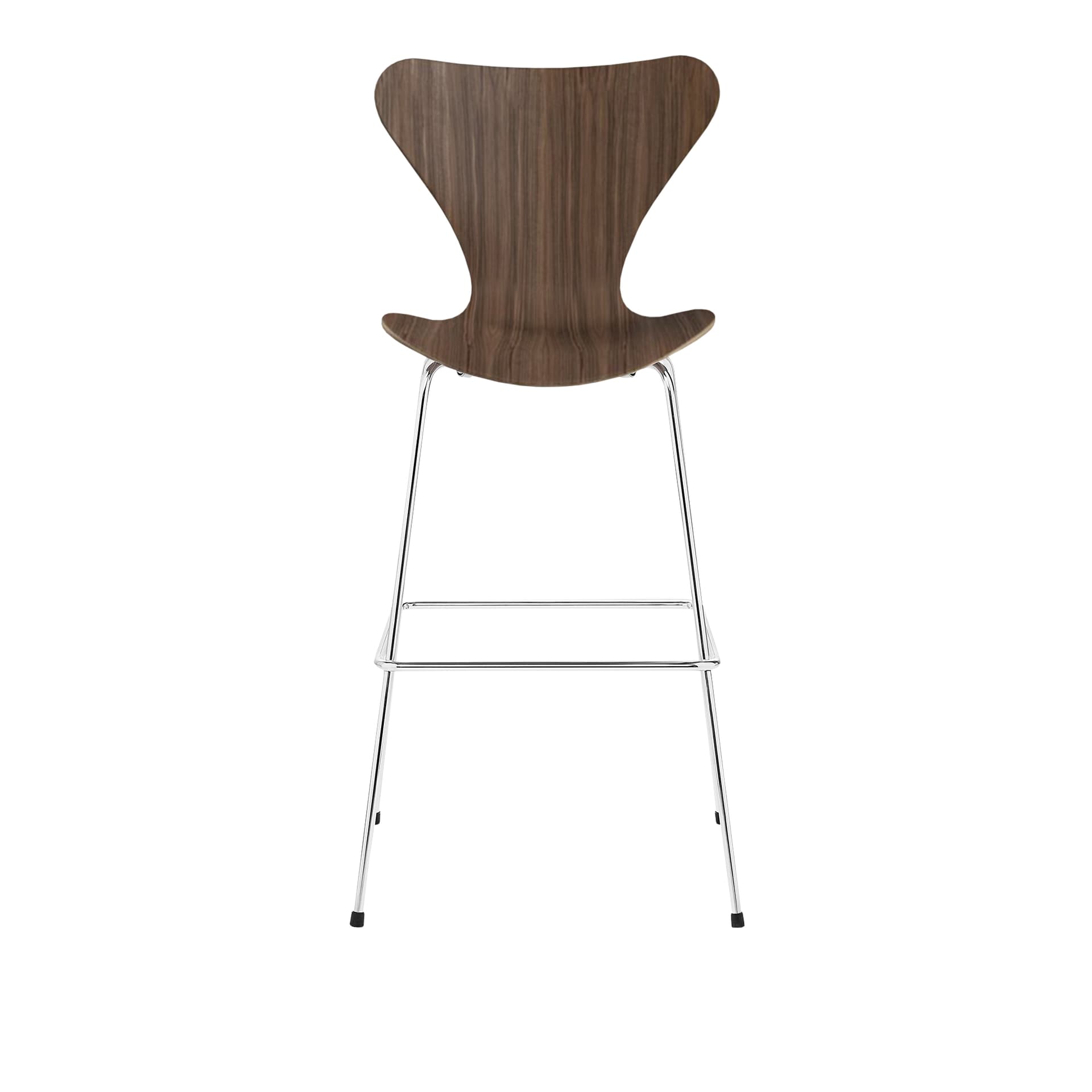 Fritz Hansen - 3197 Sjuan, Valnötsfanér - Barstoler & barkrakker - Arne Jacobsen - Tre farget - Lær/Metall/Tre