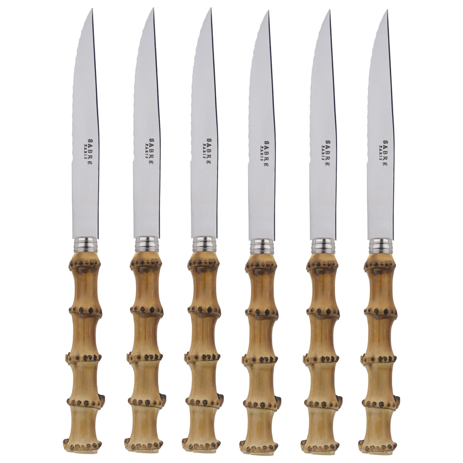Sabre Paris - Panda Set Of 6 Steak Knives Bamboo - Kniver - Pascale Gelb - Metall