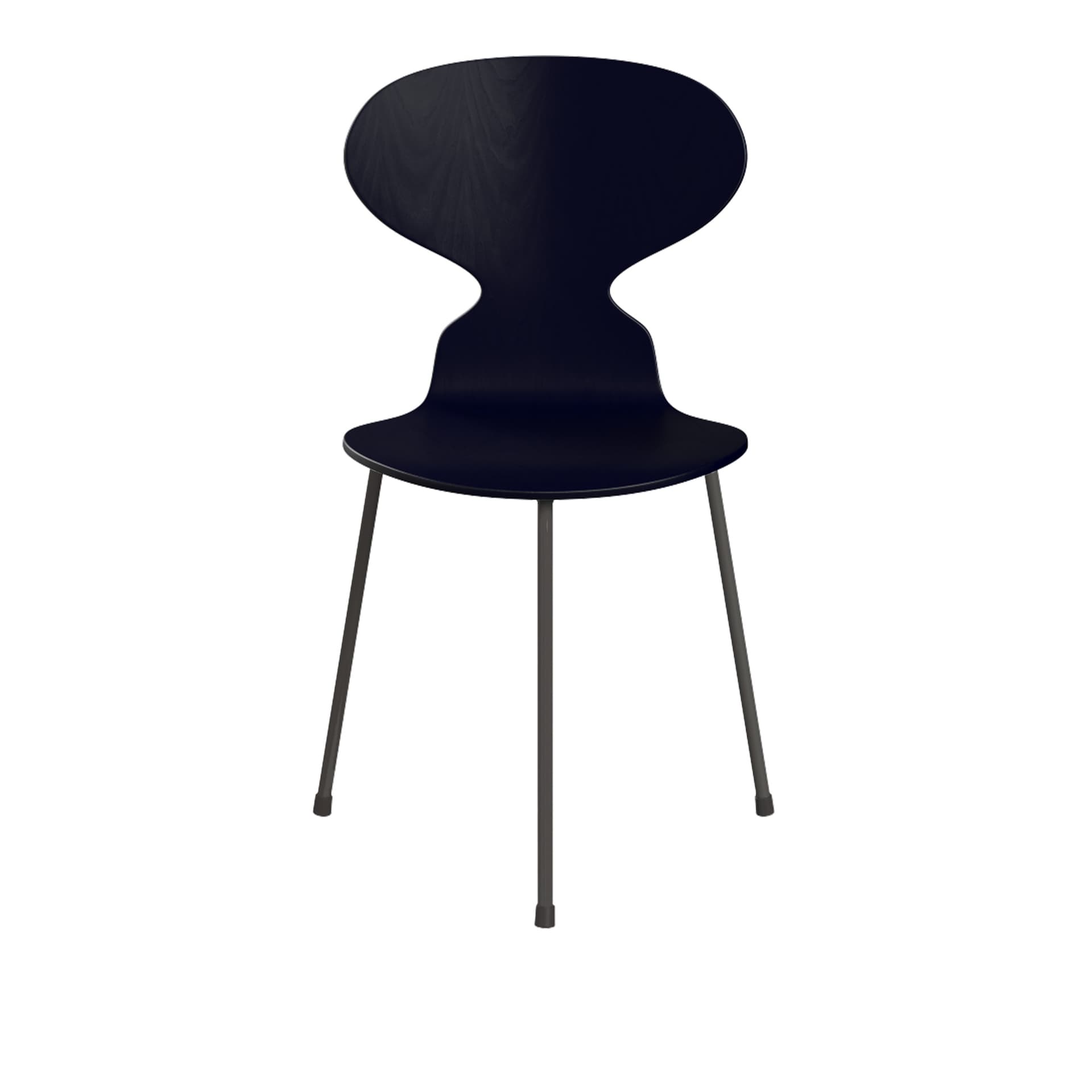 Fritz Hansen - Ant 3100 farget asketrefinér stålstativ varm grafitt midnight blue - Spisestoler - Arne Jacobsen - Blå - Metall/Tre