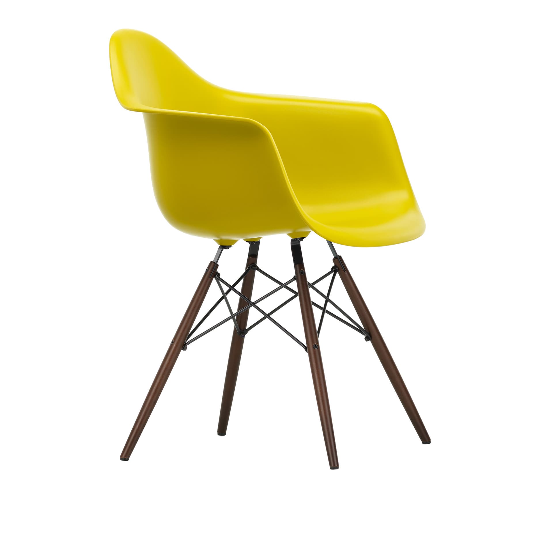 Vitra - Eames Plastic Armchair DAW - 34 Mustard - Dark Maple - Spisestoler - Charles & Ray Eames - Gul - Metall/Tre/Plast