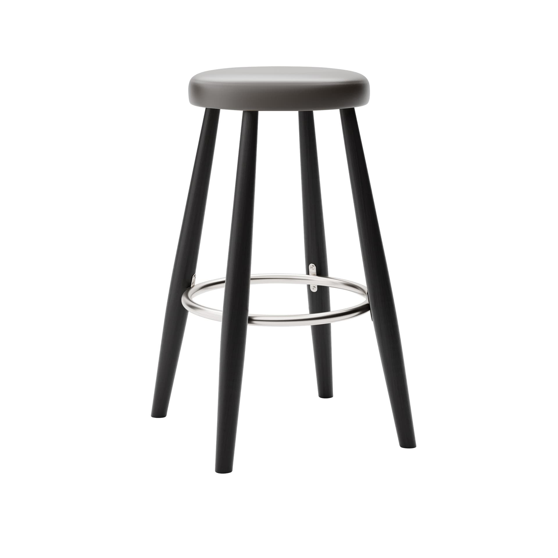 Carl Hansen - CH58 Low Stool, Svartlackad Ek, Lädergrupp B Thor - 377 - Barstoler & barkrakker - Hans J. Wegner - Svart - Lær/Metall/Tre