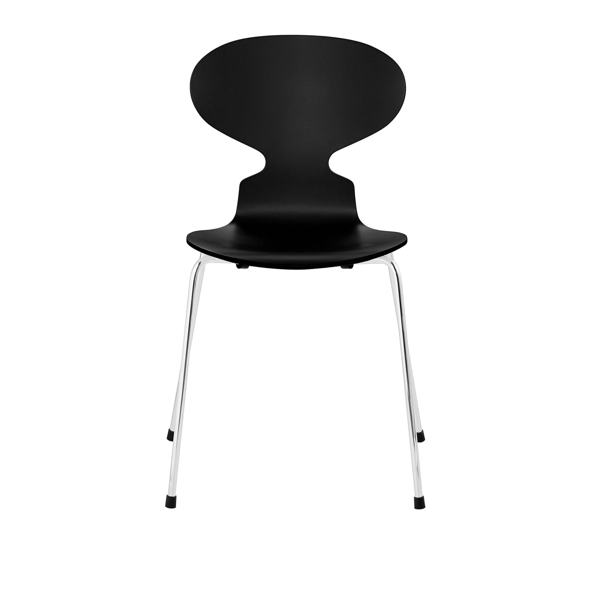 Fritz Hansen - Ant 3101 lakkert bøketrefinér stålstativ krom black - Spisestoler - Arne Jacobsen - Svart - Metall/Tre