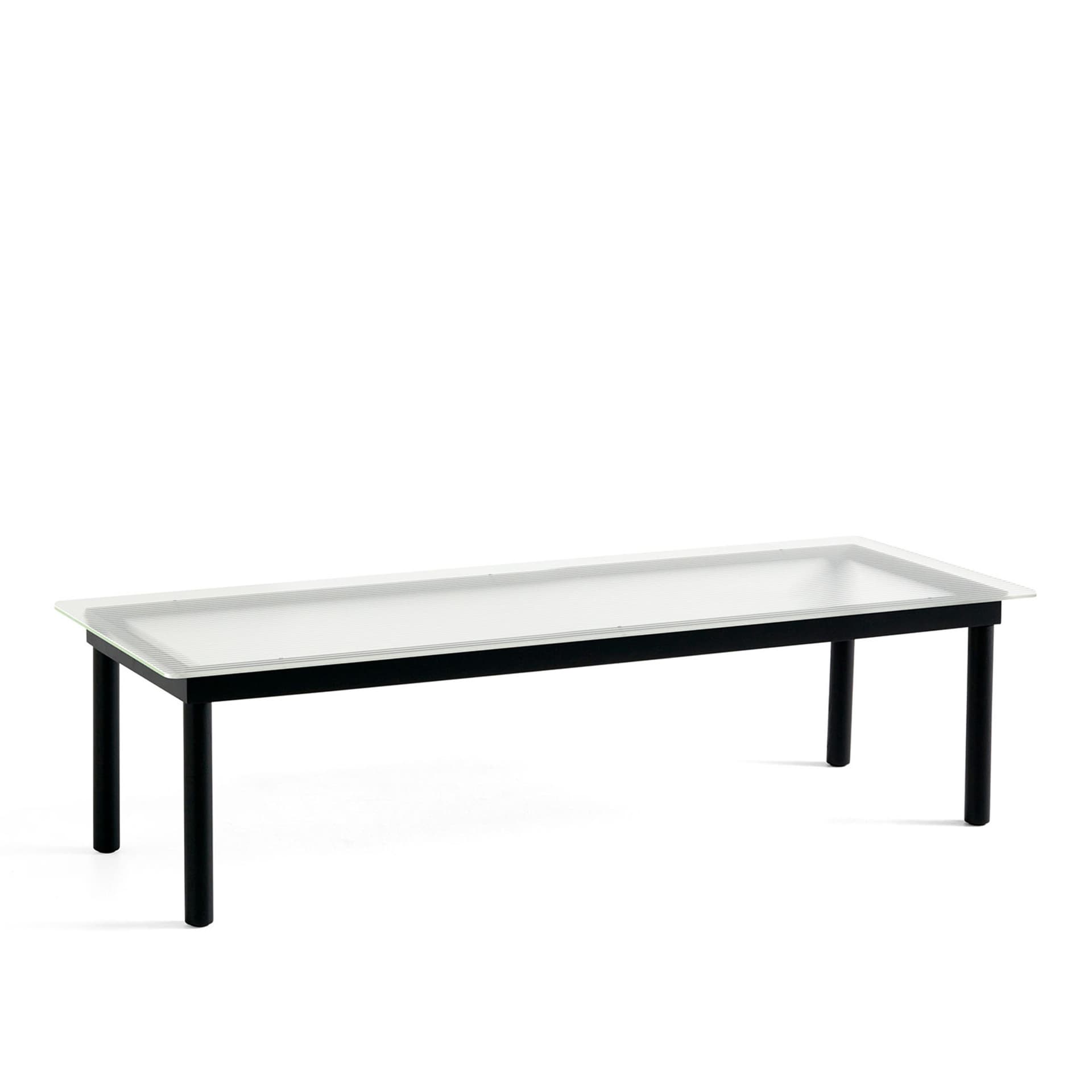 HAY - Kofi Black Water-Based Lacquered Oak Frame W. Clear Reeded Glass Tabletop 140X50 - Sofabord - Martin Solem - Svart - Glass/Tre