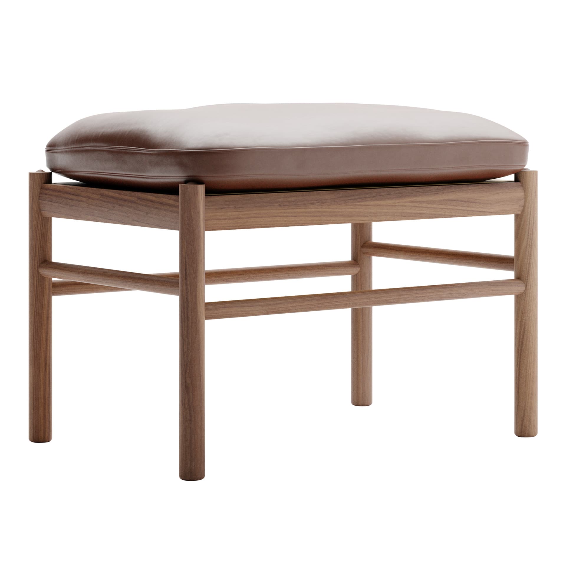 Carl Hansen - OW149F - Colonial Footstool, Oljad Valnöt, Lädergrupp C Sif - 92 - Skamler & Taburetter - Ole Wanscher - Brun - Lær/Tre