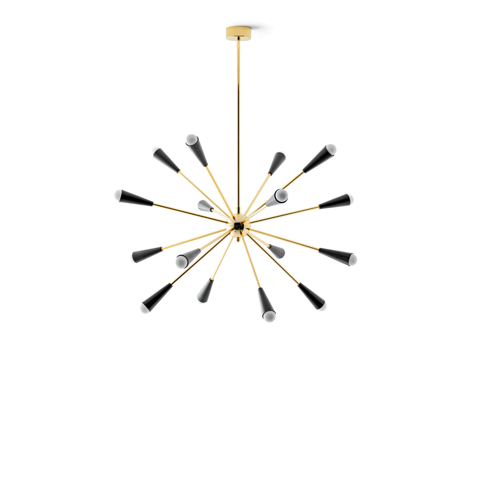 Stilnovo - Sputnik LED-hengelampe, 16-flg., gull/svart