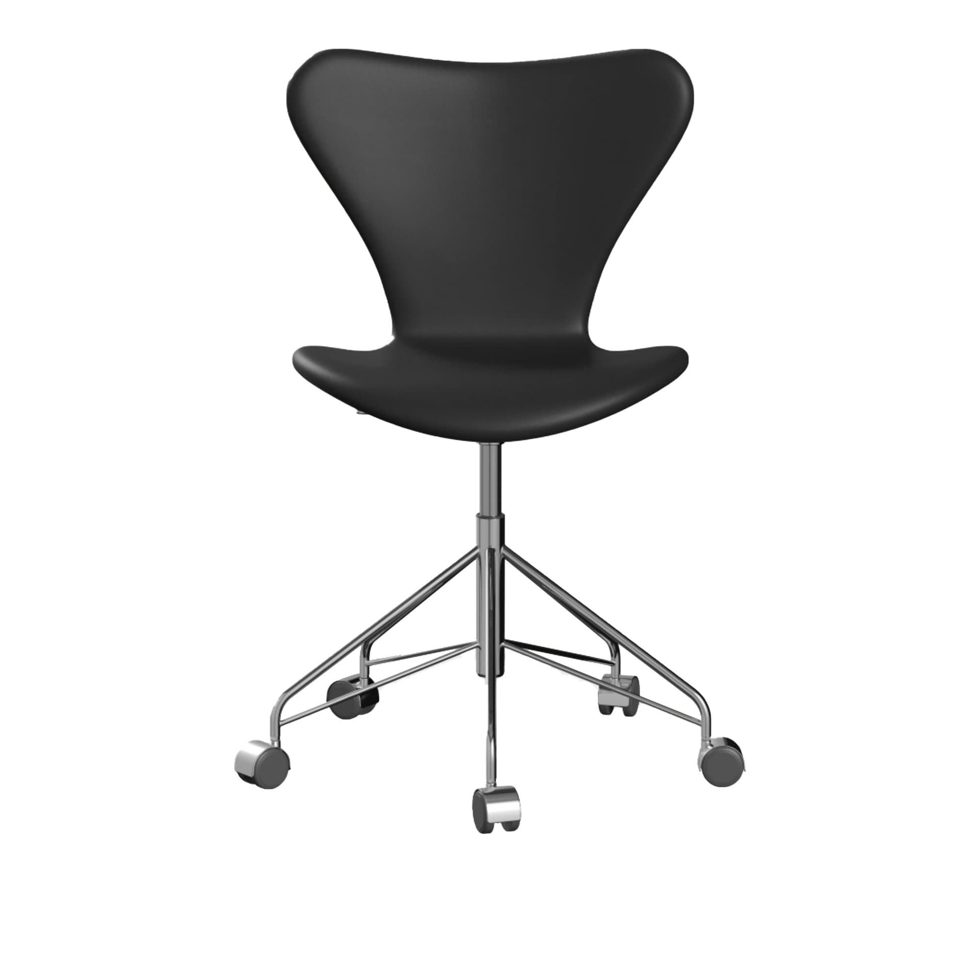 Fritz Hansen - 3117 Sjuan - Helklädd Läder / Soft Black - Kontorstoler - Arne Jacobsen - Svart