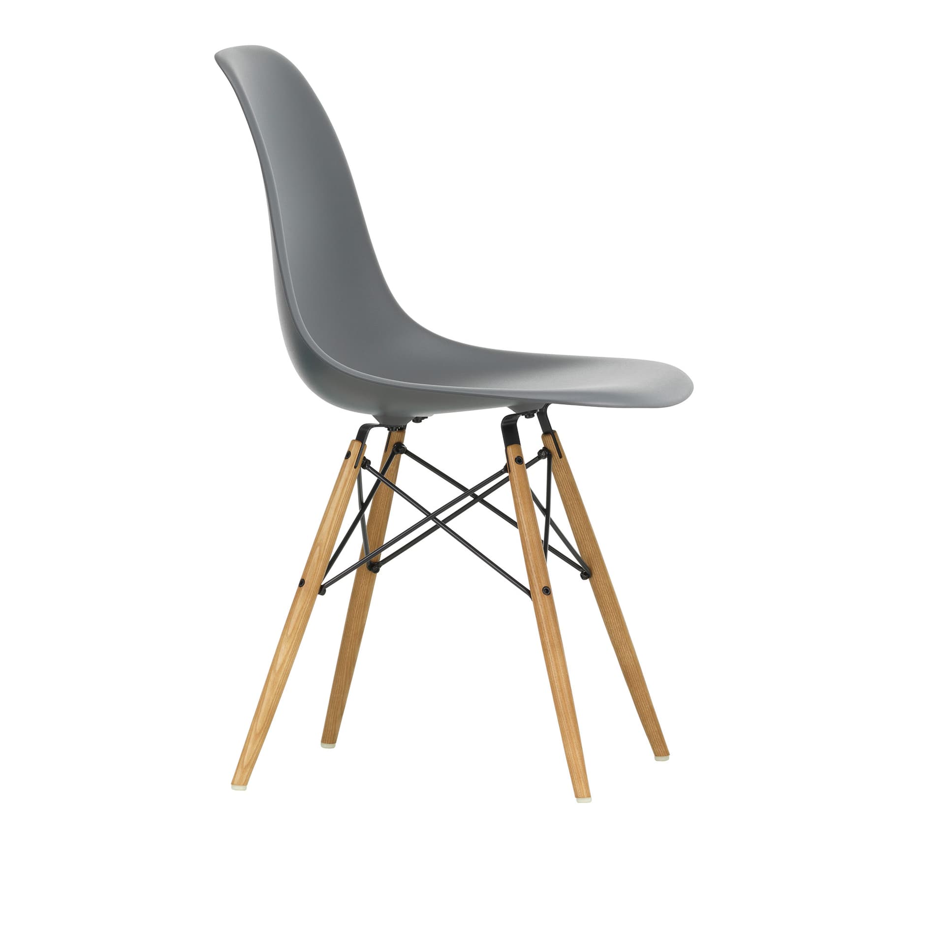 Vitra - Eames Plastic Chair DSW - 56 Granite Grey - Ash Honey Tone - Spisestoler - Charles & Ray Eames - Grå - Metall/Tre/Plast