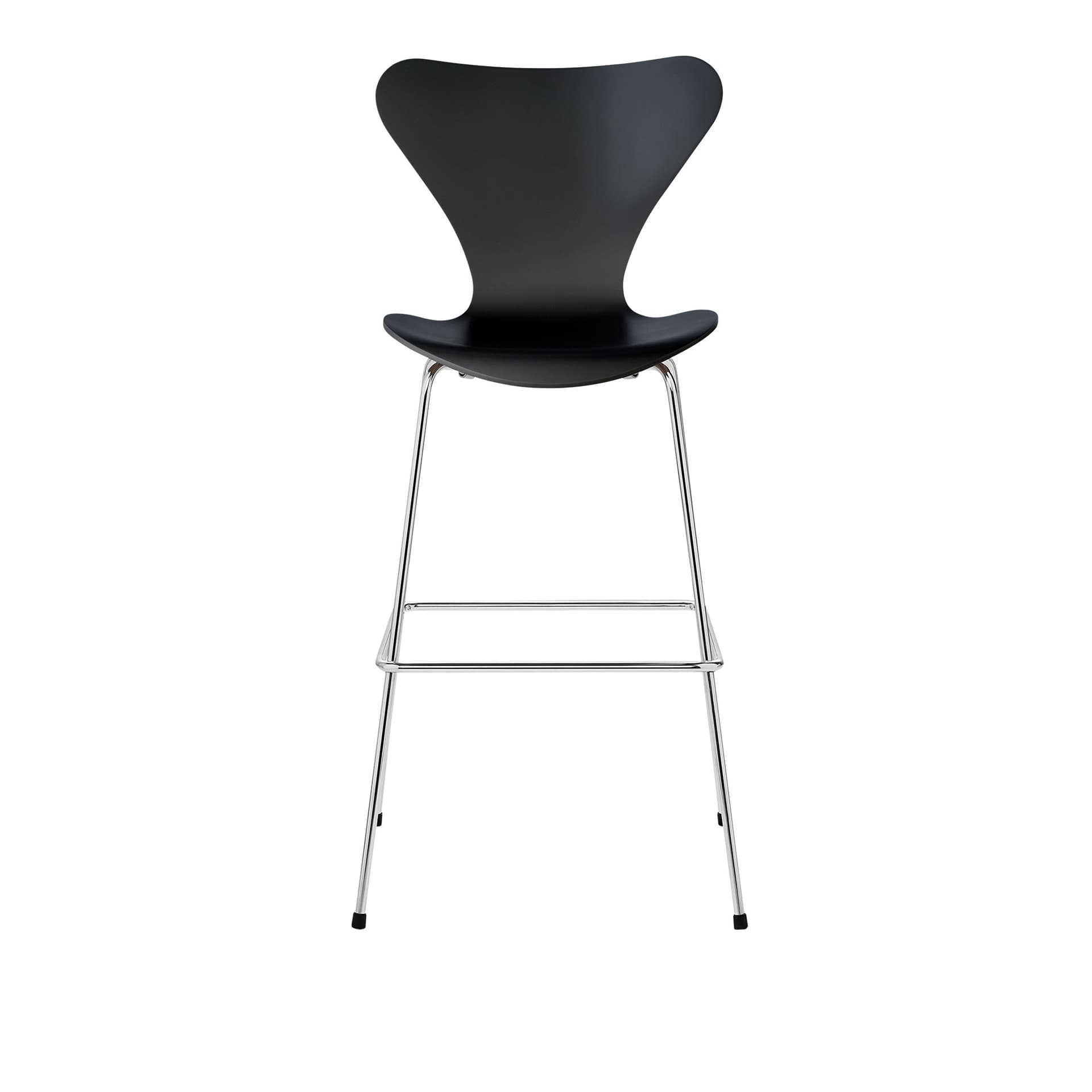 Fritz Hansen - 3197 Sjuan, Lackerad bokfanér, Svart - Barstoler & barkrakker - Arne Jacobsen - Svart - Metall/Tre