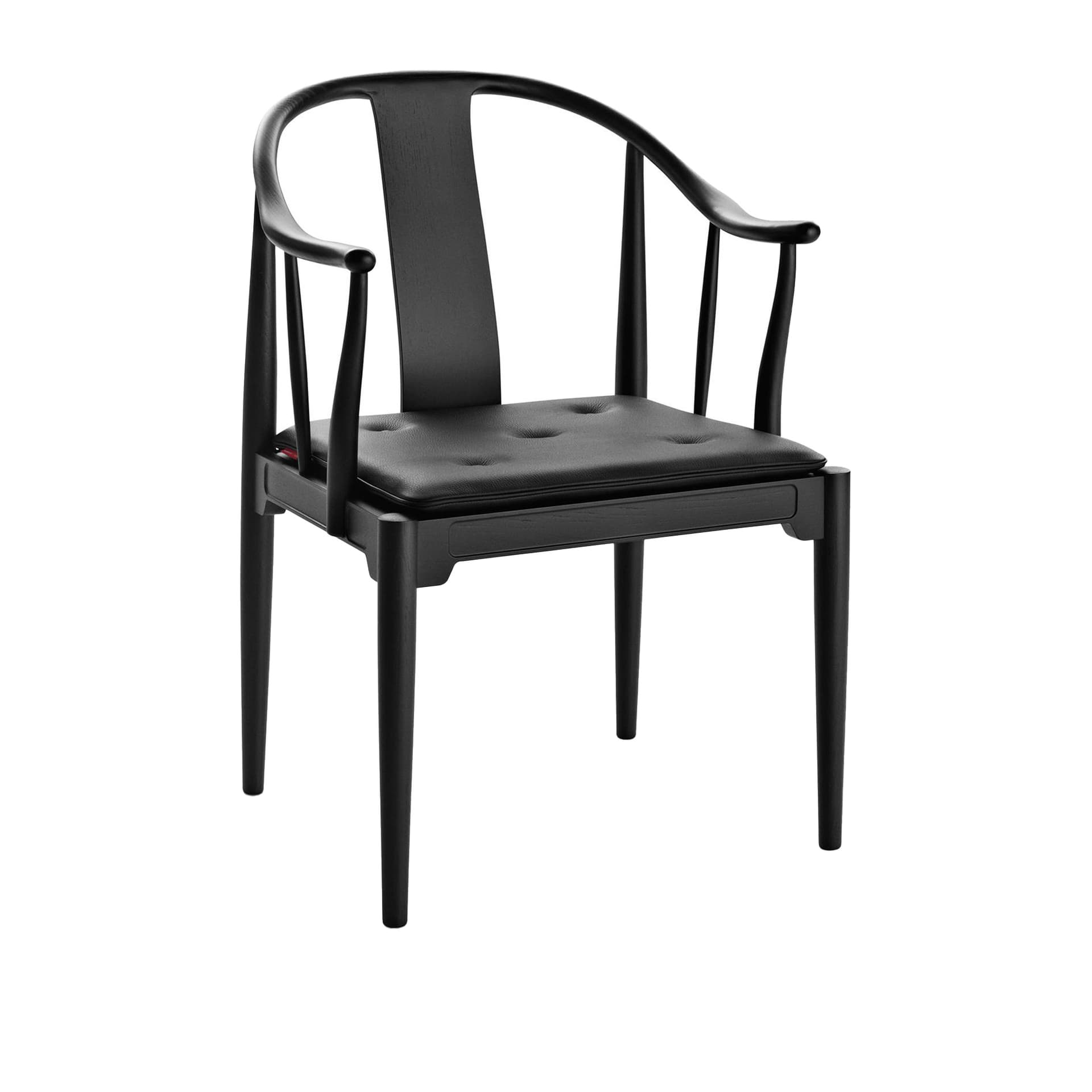 Fritz Hansen - 4283 Kinastolen, Läder, Classic Black, Svartfärgad ask - Spisestoler - Hans J. Wegner - Svart - Lær/Tre