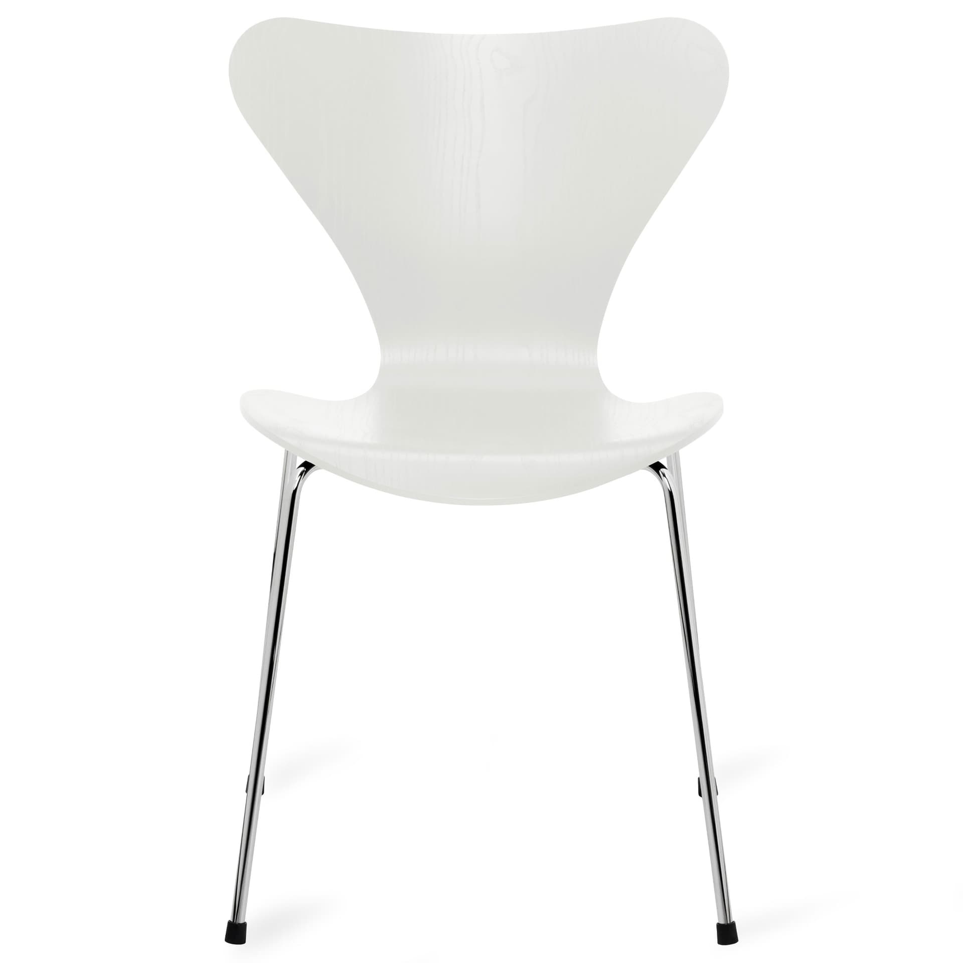 Fritz Hansen - Series 7 stol 3107 farget askfiner stålram krom vit - Spisestoler - Arne Jacobsen - Hvit - Tre