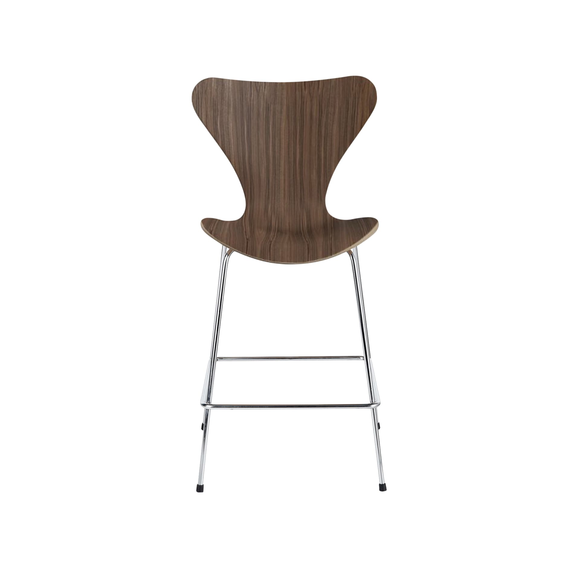 Fritz Hansen - 3187 Sjuan, Valnötsfanér - Barstoler & barkrakker - Arne Jacobsen - Tre farget - Lær/Metall/Tre