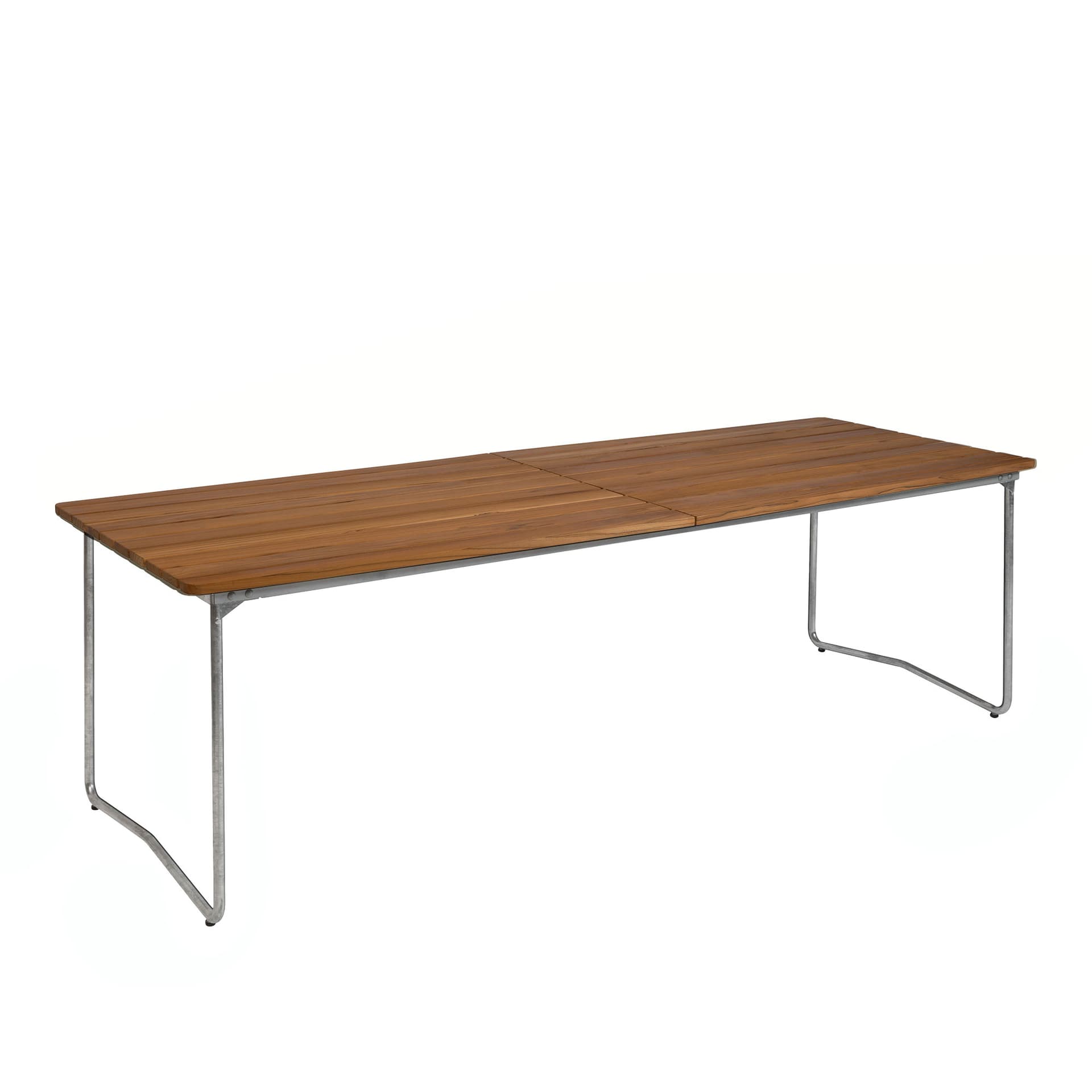 Grythyttan Stålmöbler - Bord B31 230cm varmforsinket stativ ubehandlet teak - Utendørs spisebord - Tre farget - Tre