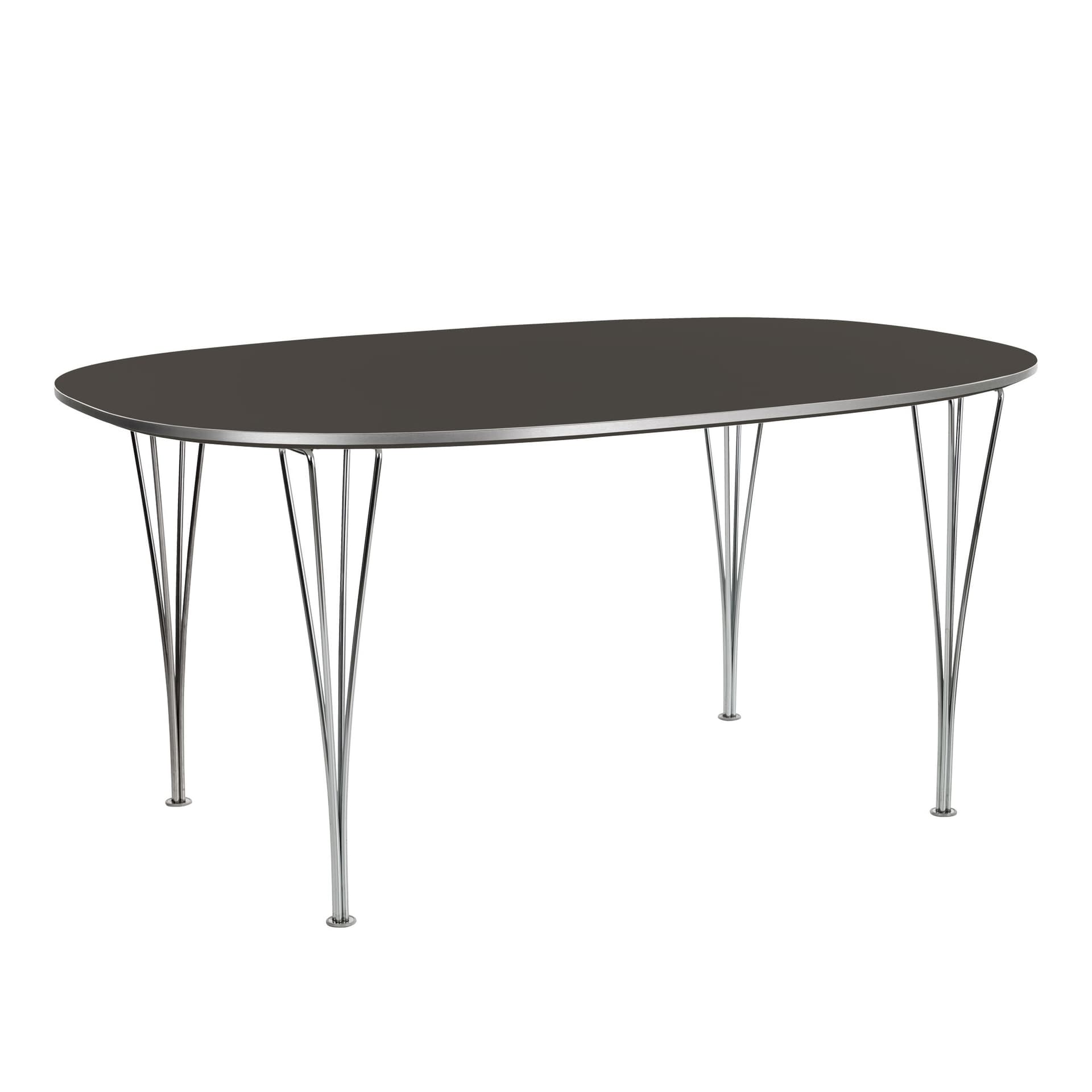 Fritz Hansen - Superellips B611 – 135x90 cm Grey Bromo/Chrome - Spisebord - Arne Jacobsen,Bruno Mathsson,Piet Hein - Grå - Metall/Tre