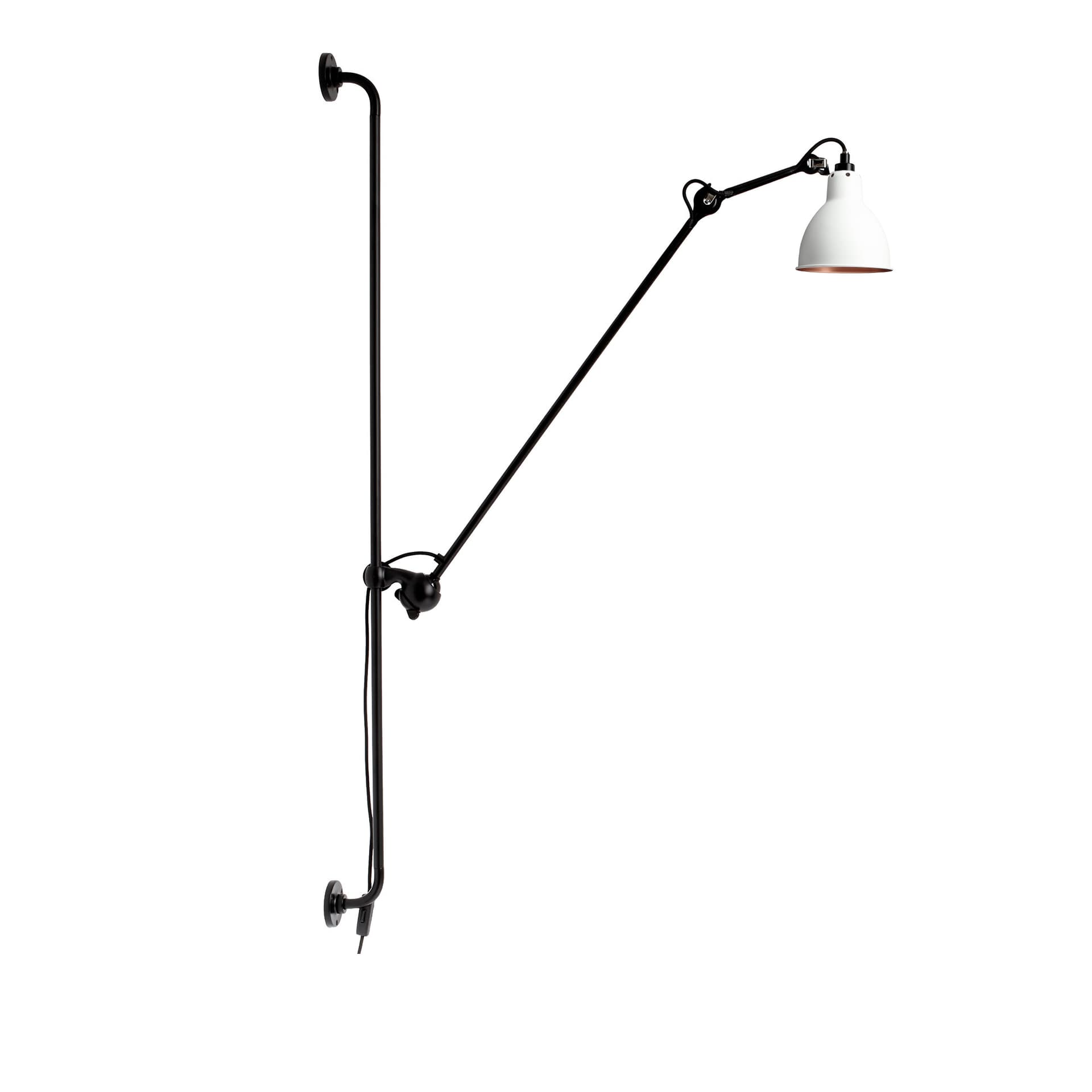 Lampe Gras - 214 Vegglampe Round svart/hvit/kobber –